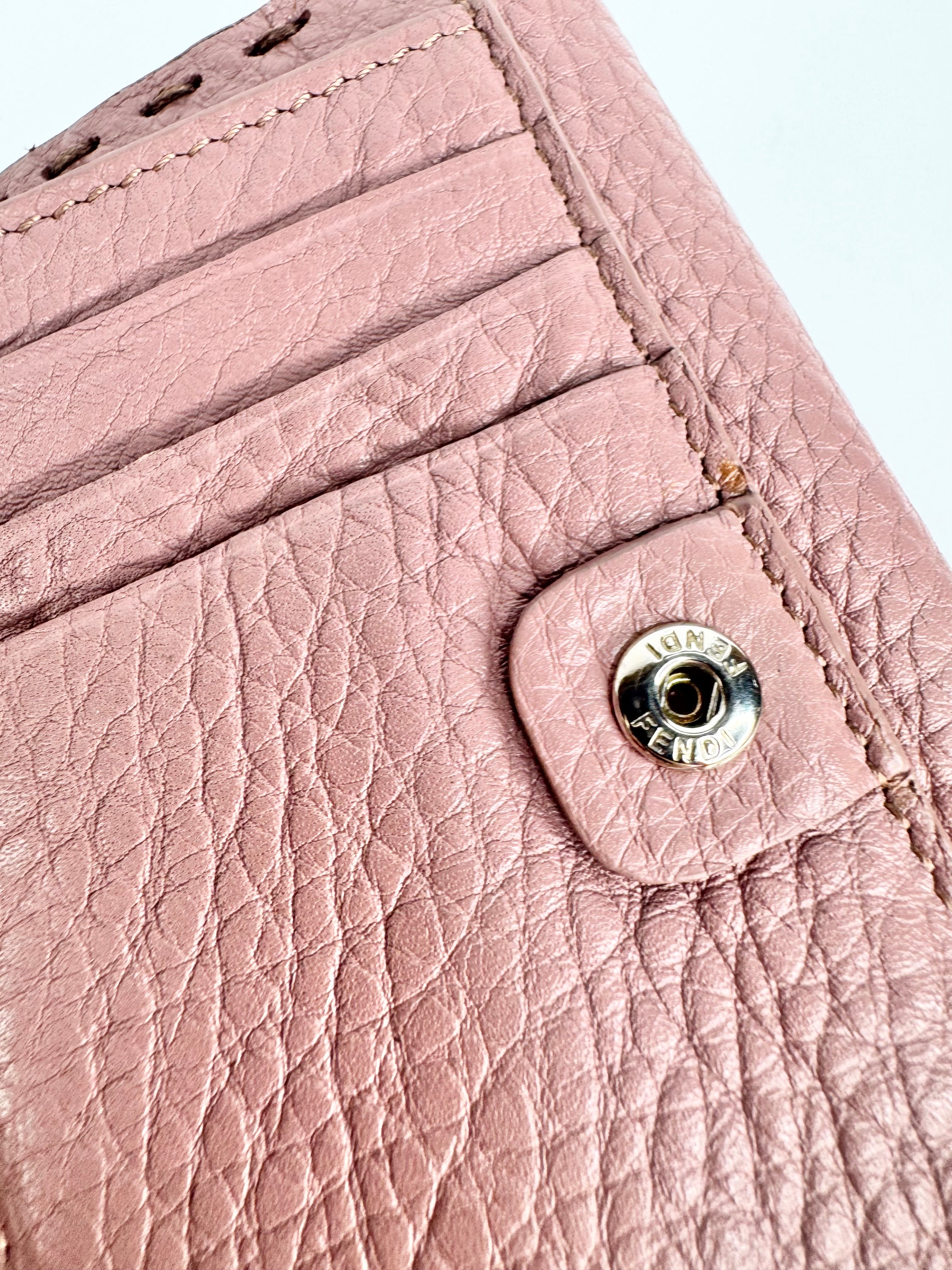 Fendi Blush Pink Peekapoo Tri-Fold Calf Leather Wallet