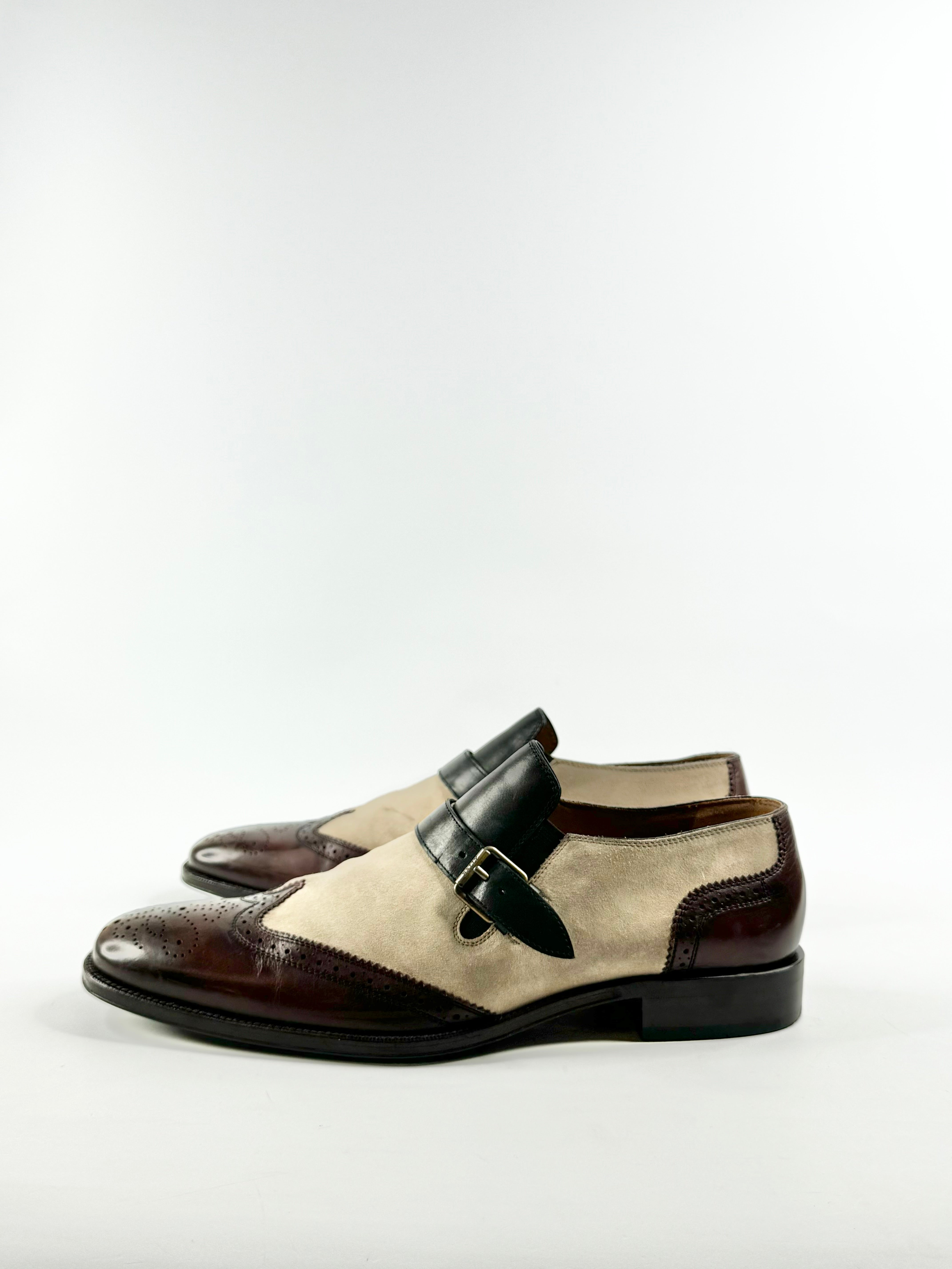 Bally Deep Mahogany & Sand Beige & Leather Brogue Loafers - US11
