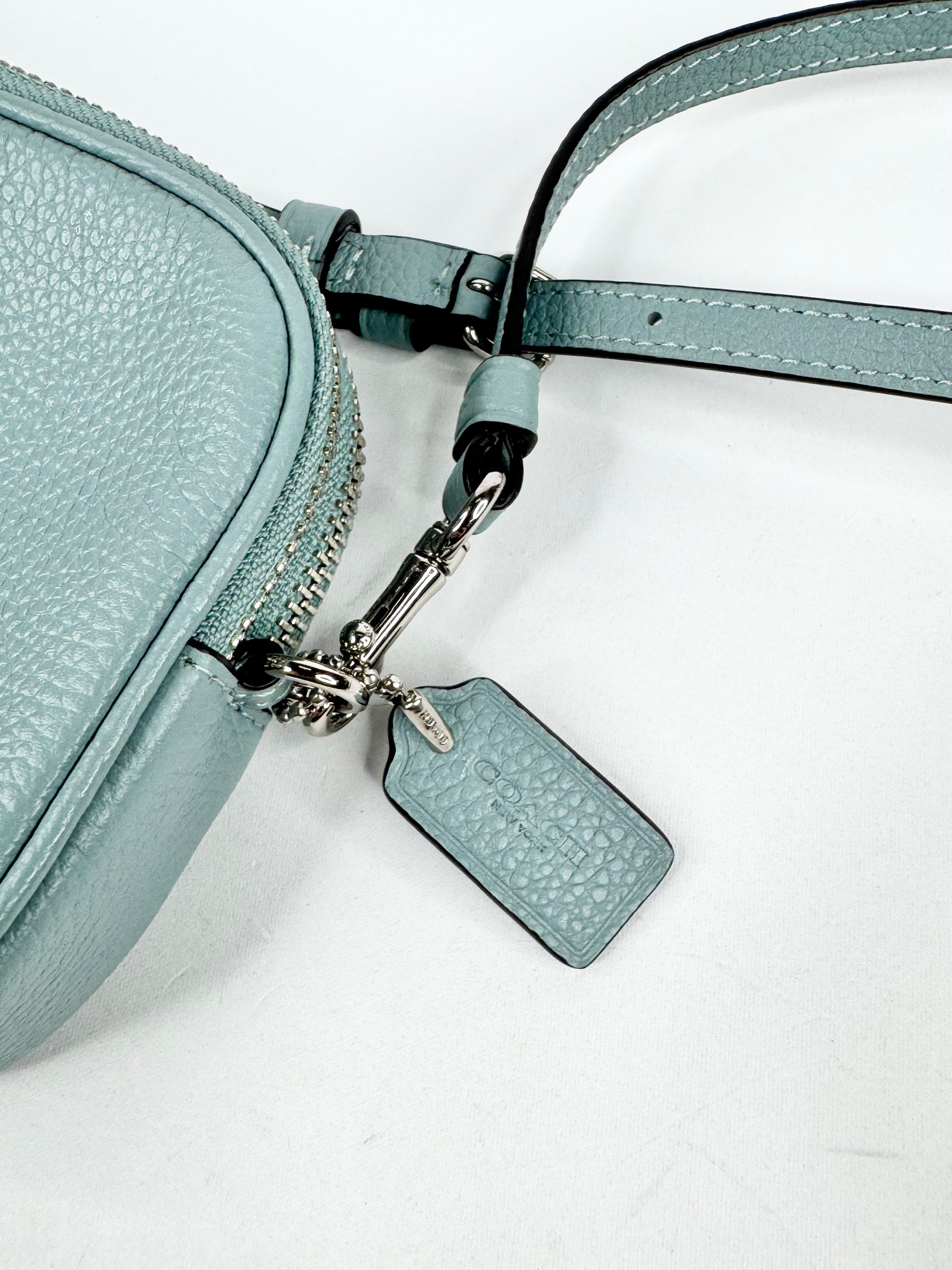 Coach 'Sadie' Blue Pebbled Leather Crossbody Clutch
