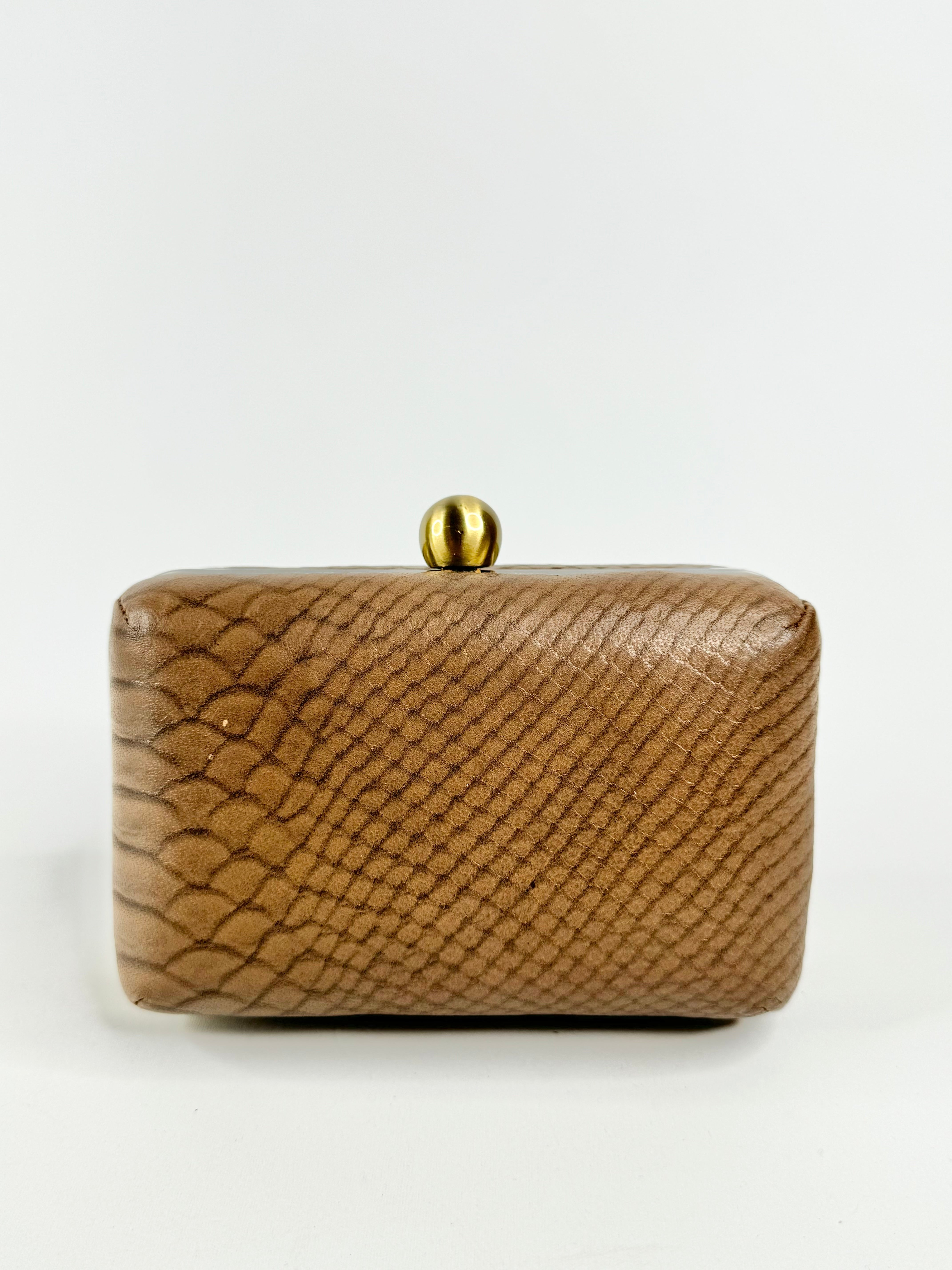 Jigsaw Taupe Leather Clutch