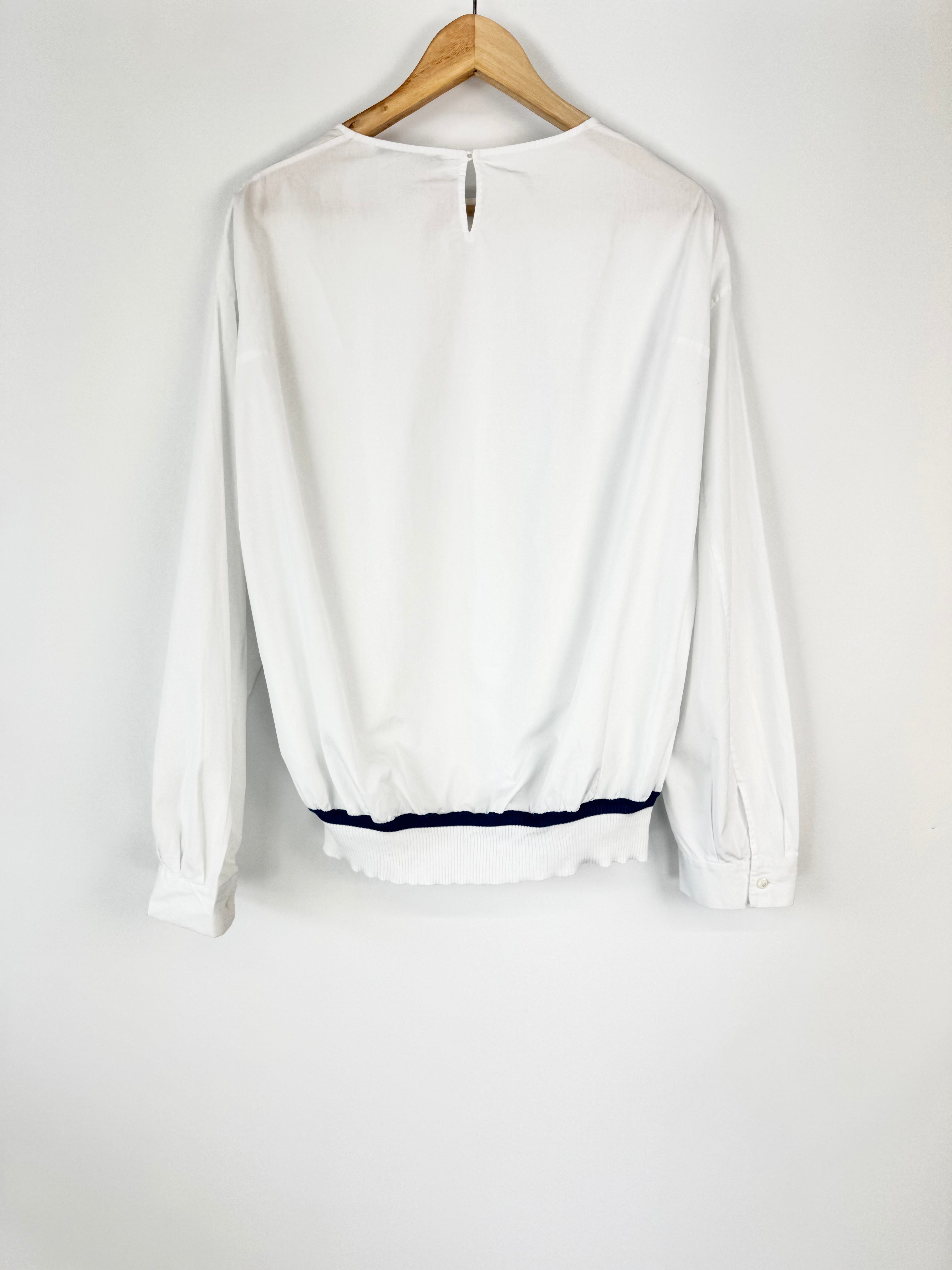 Agnona Long Sleeve White Cotton Blouse - AU16