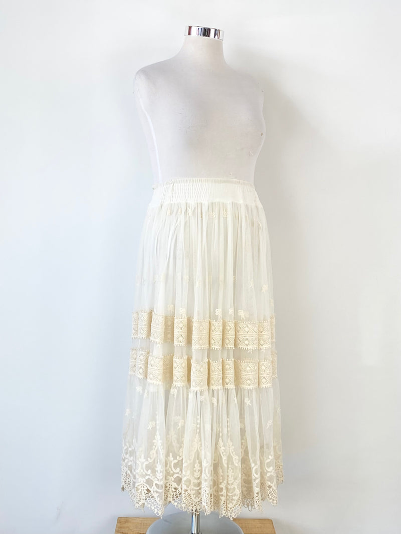 Lace Purity Designs White Lace Maxi Skirt - AU8/10/12
