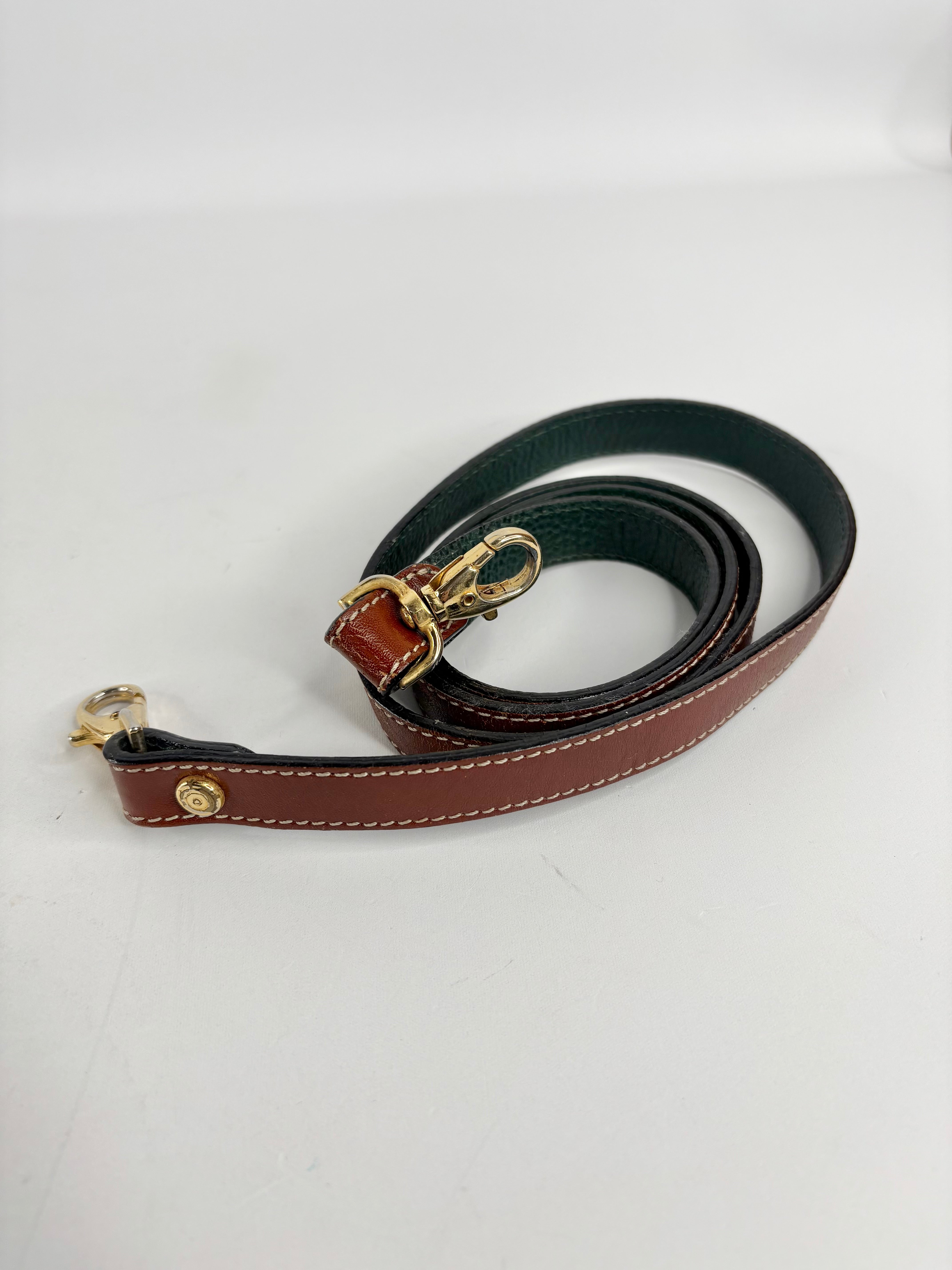 Bally Two-Tone Green & Mahogany Leather Shoulder Bag