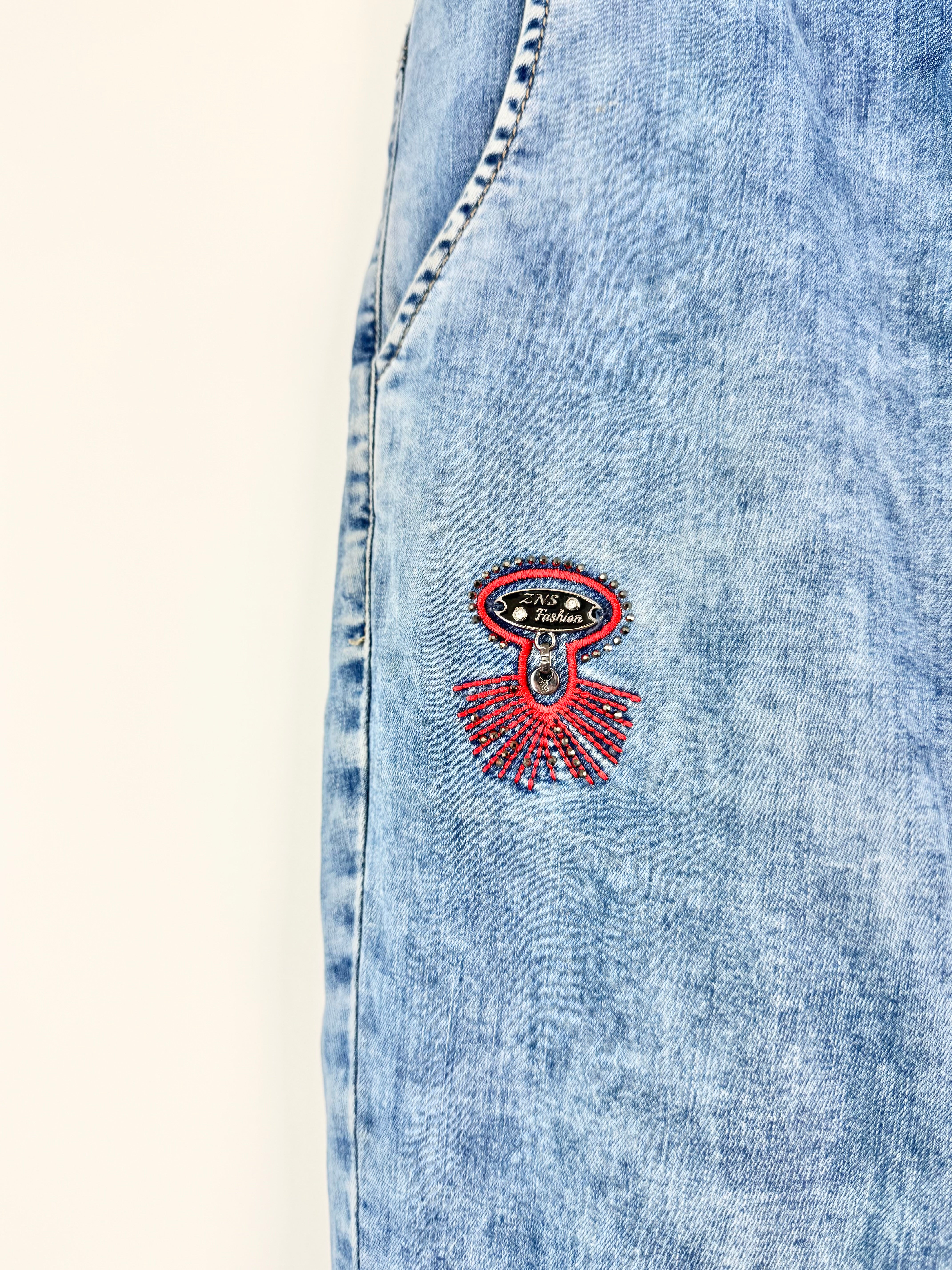 Zanessi Rhinestone Pattern Jeans - 42