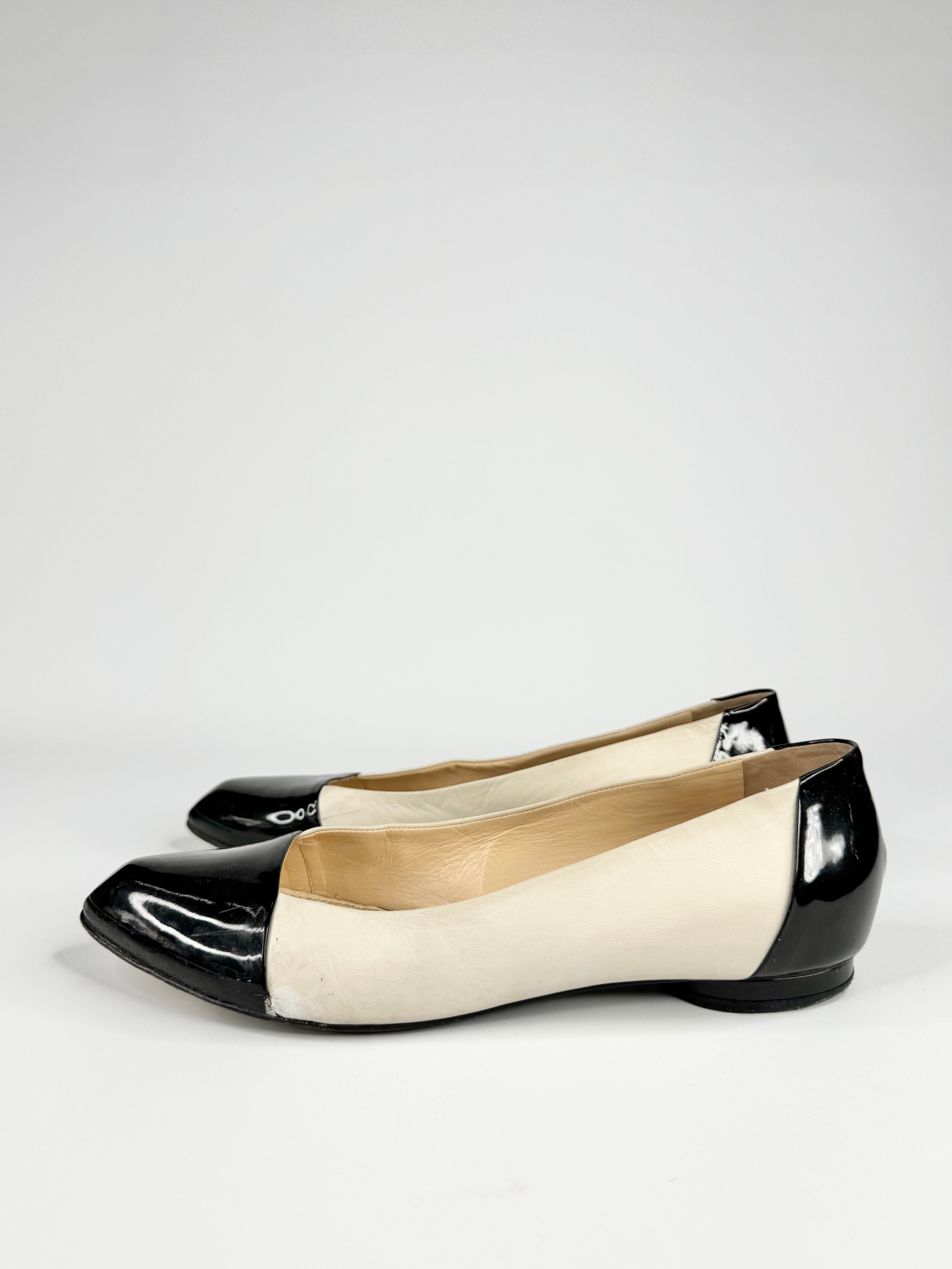 Vintages YSL Two Tone Cap Toe Ballet Flats - EU40