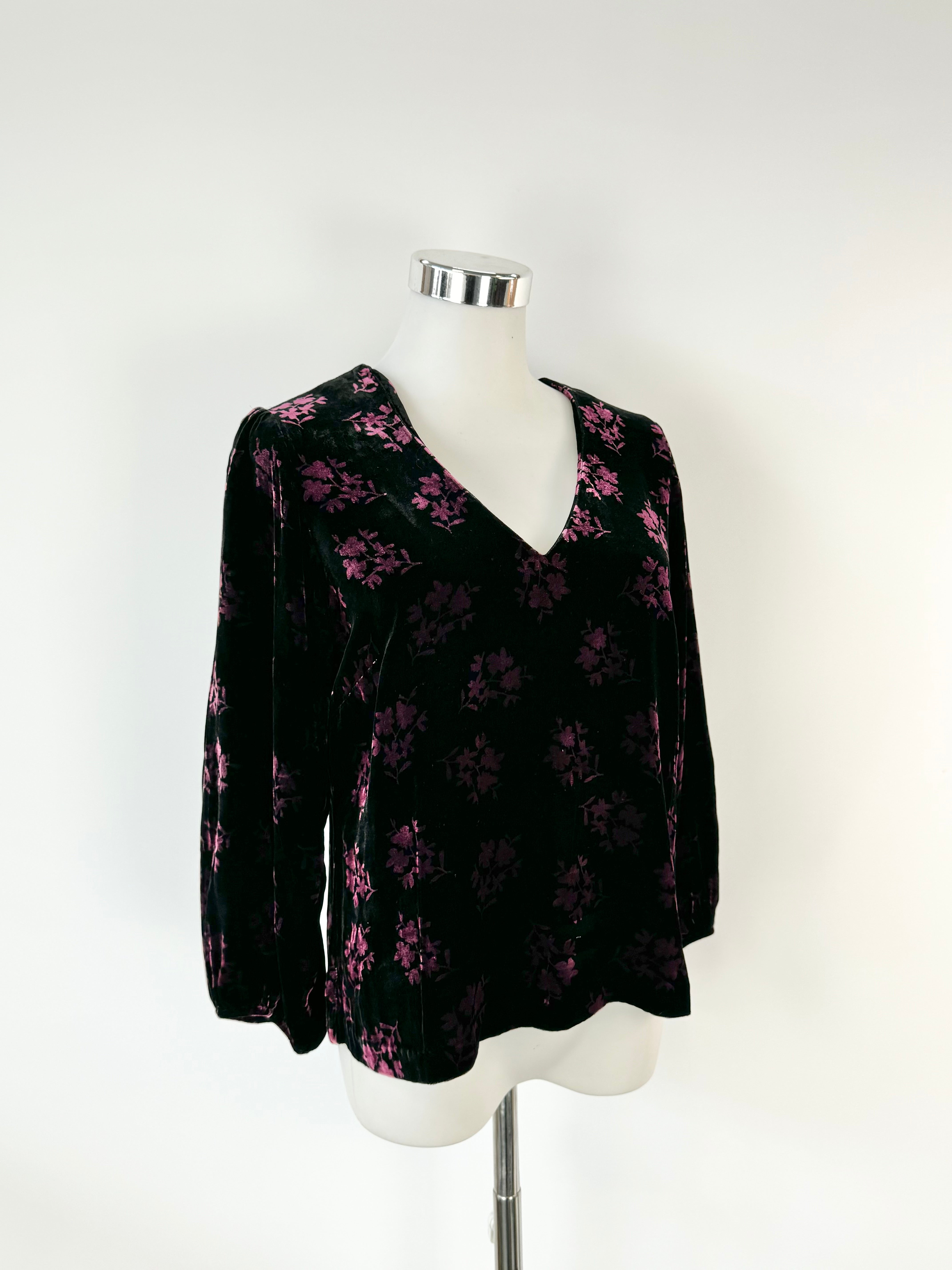 Rixo 'Millie Flora Bunch Shadow' Velvet Blouse - AU8/10