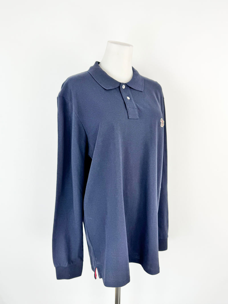 P.S Paul Smith Navy Long Sleeve Polo Top - M