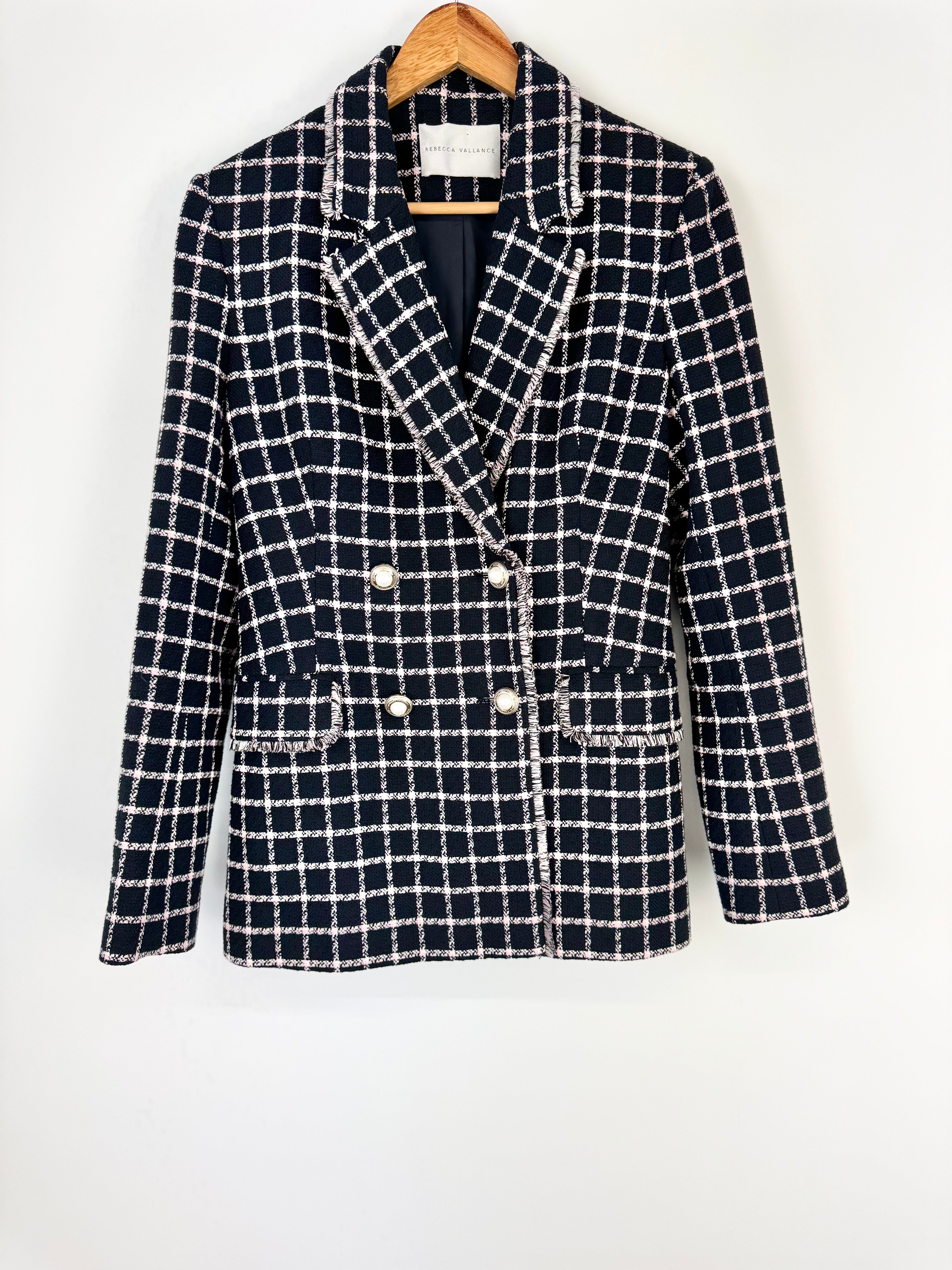 Rebecca Vallance Grid Pattern Tweed Style Blazer - AU10
