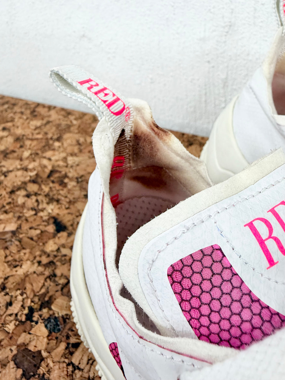 Red Valentino Pink & White Polka Dot Motif See-Through Lace Up Sneakers - EU36
