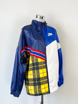 Nike Blue & Yellow Plaid Spliced Tracksuit Jacket - XS