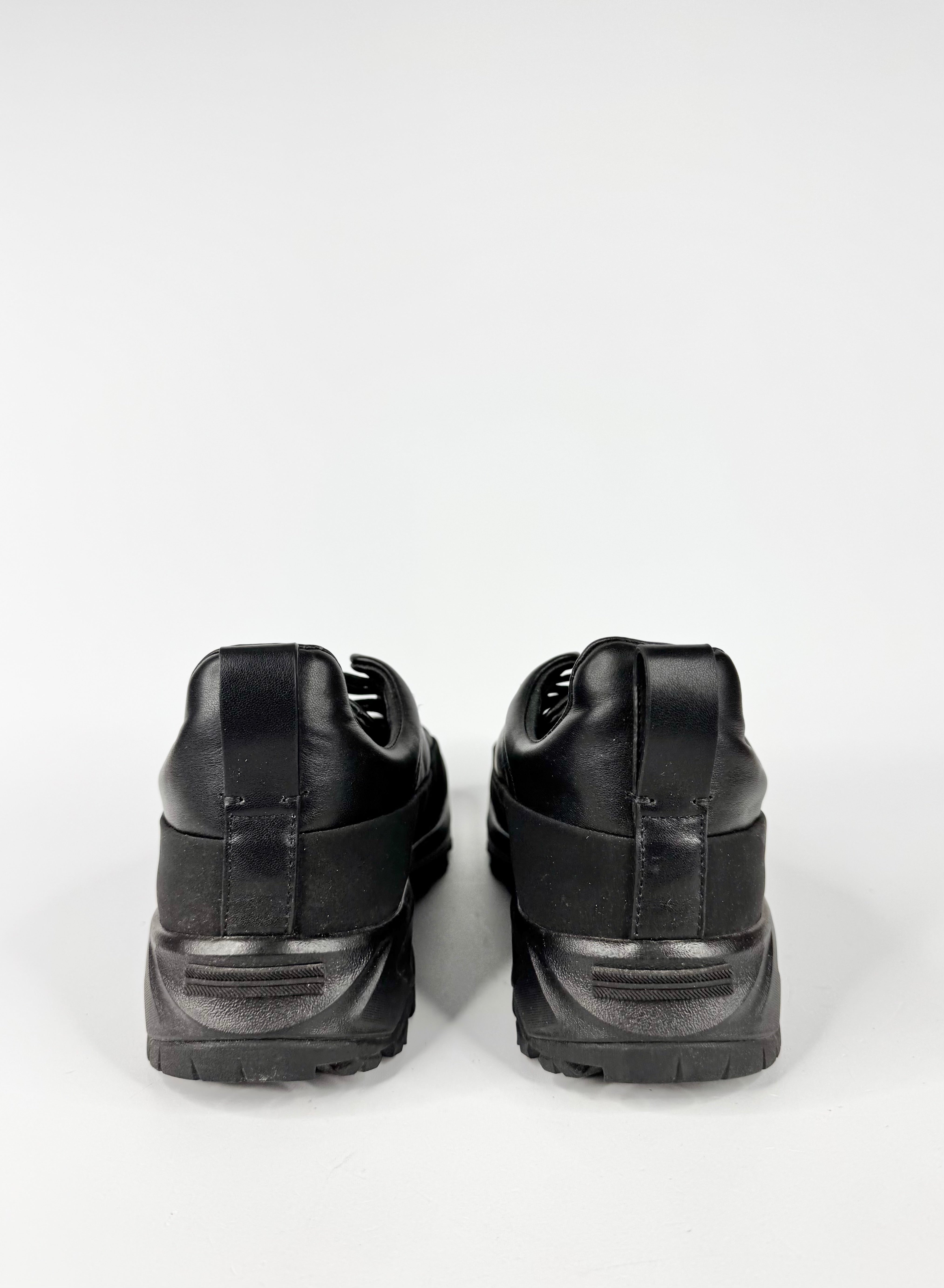 Zegna Black 'Triple Stitch' Monte Rubber Leather Slip on Sneakers  - EU40