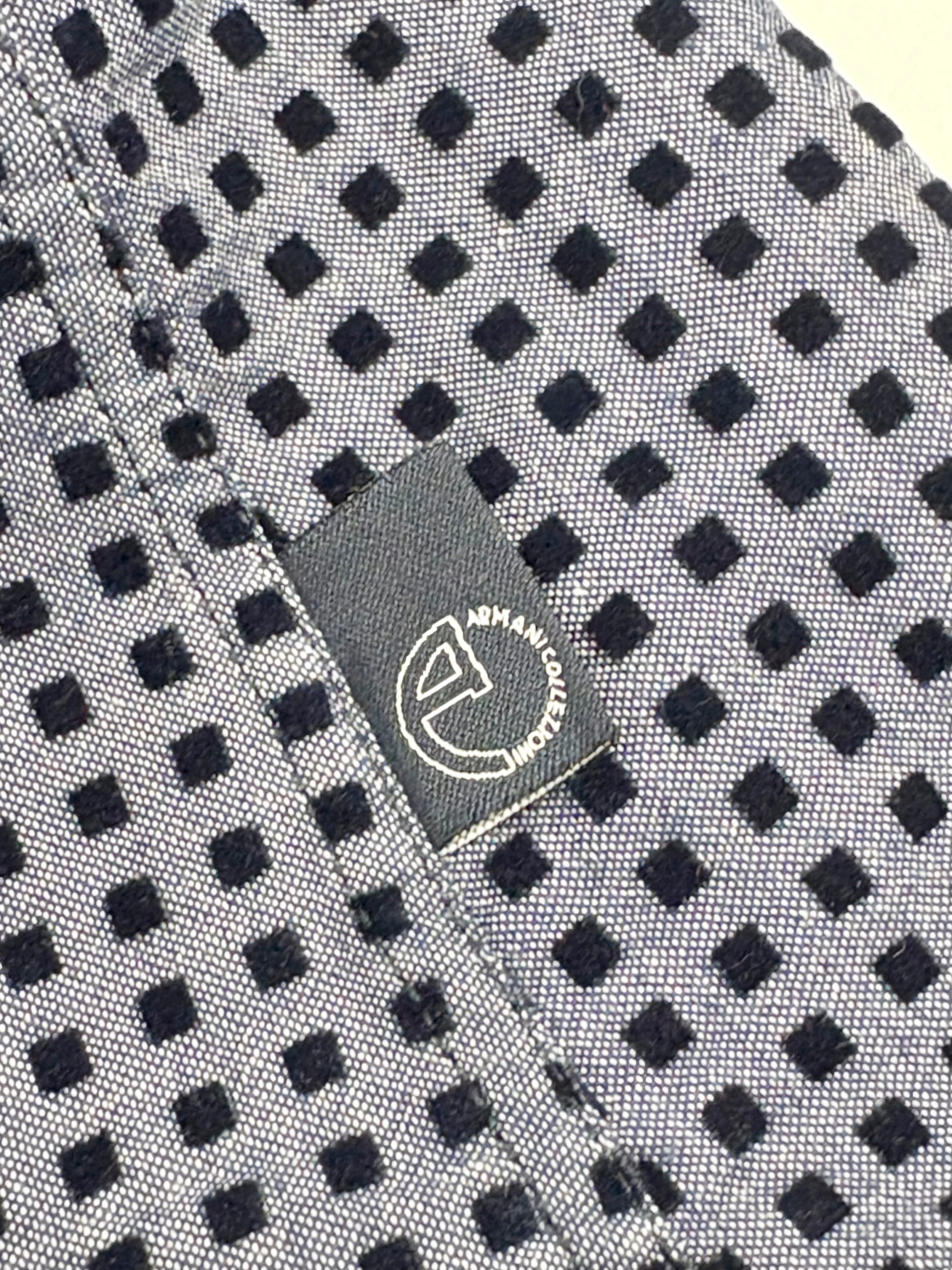 Armani Collezioni Pigeon Blue Felted-Square Pattern Shirt - XL
