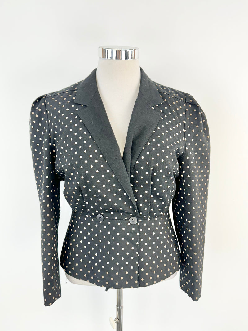 Vintage Mrs Smith Black & Beige Dotted Jacket - AU10