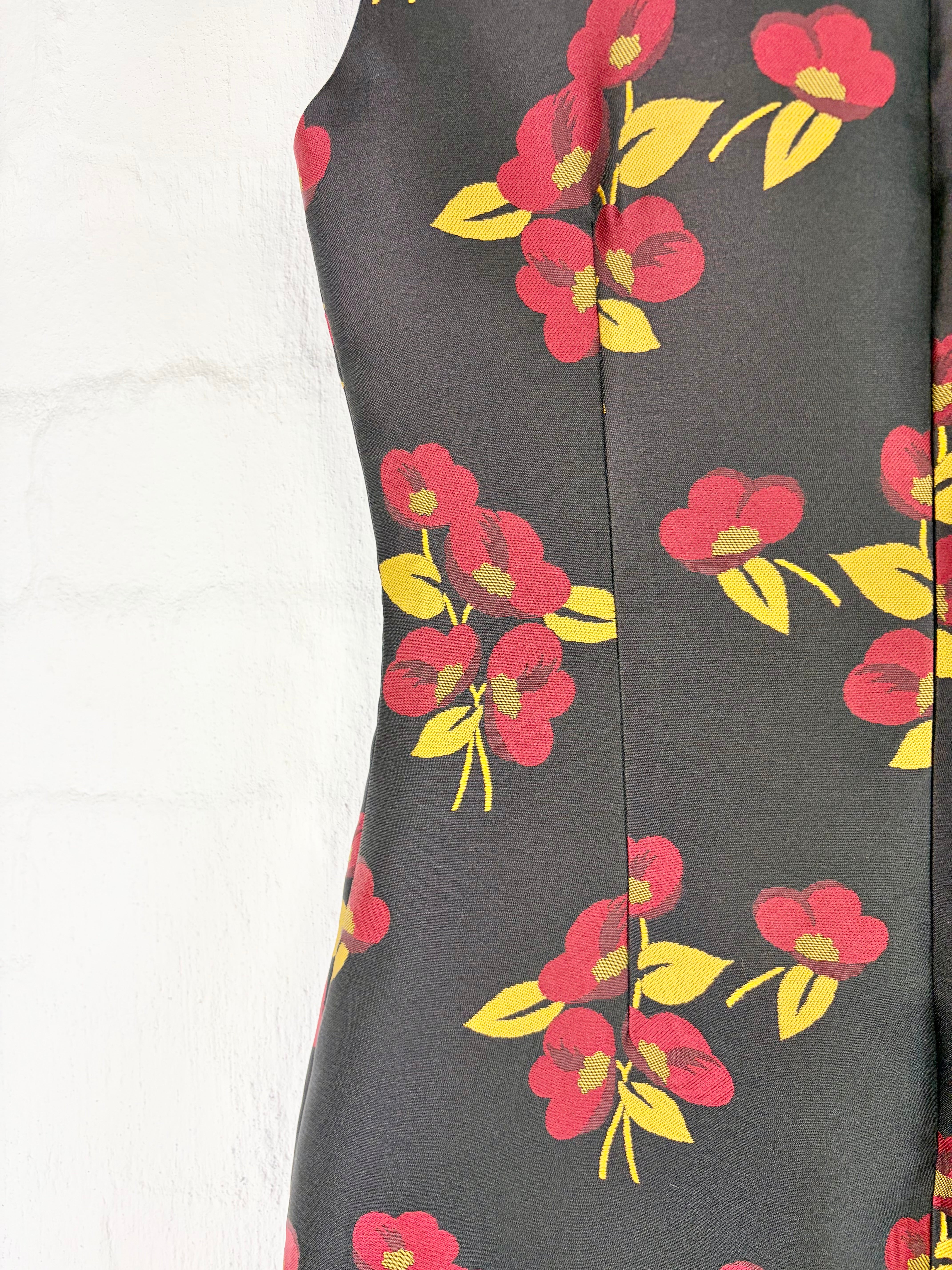 A Blonde Venus Black Floral Midi Shift Dress - AU12