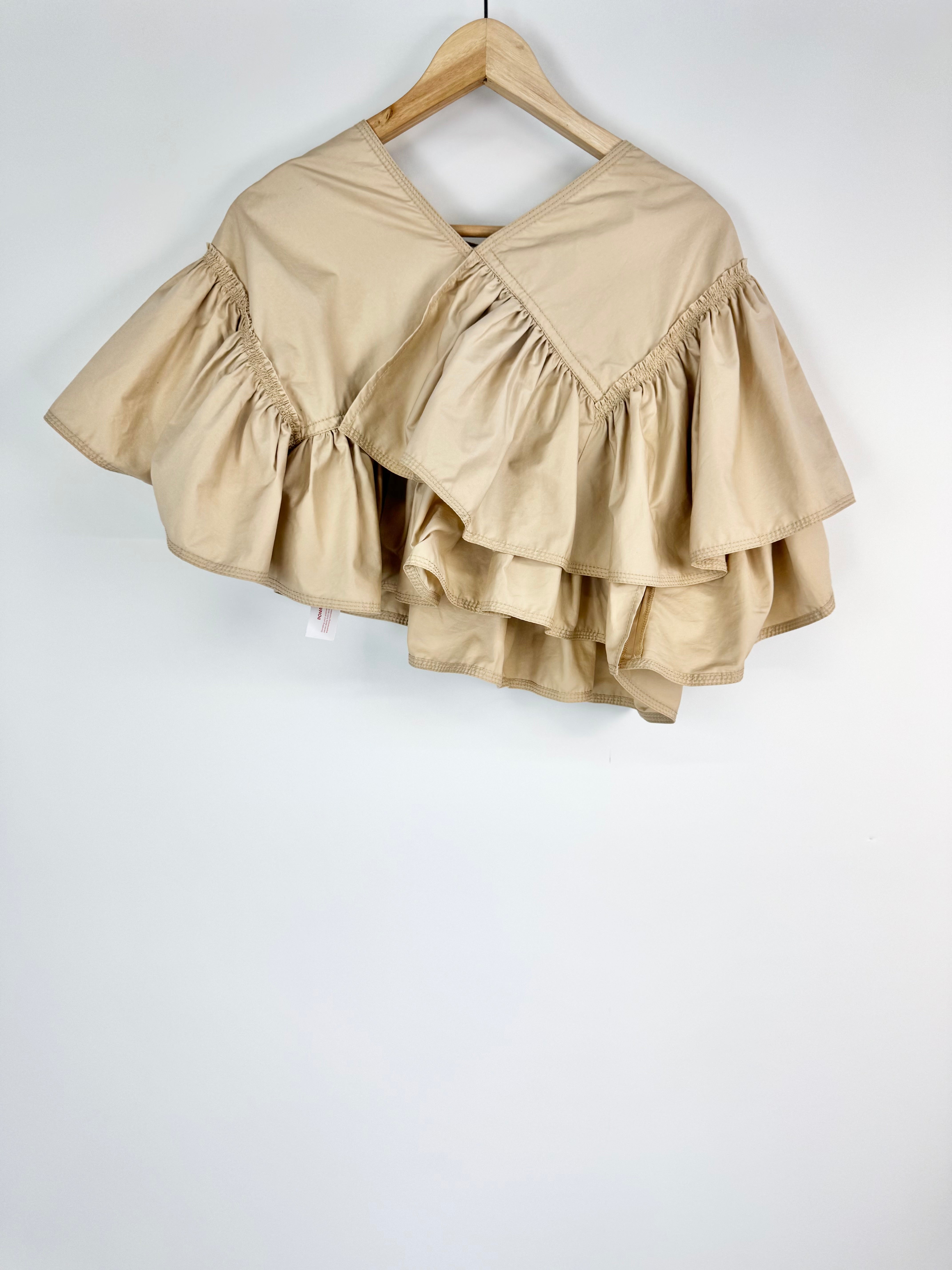 3.1 Phillip Lim Fawn Cotton Ruffle Crop Top - AU8/10