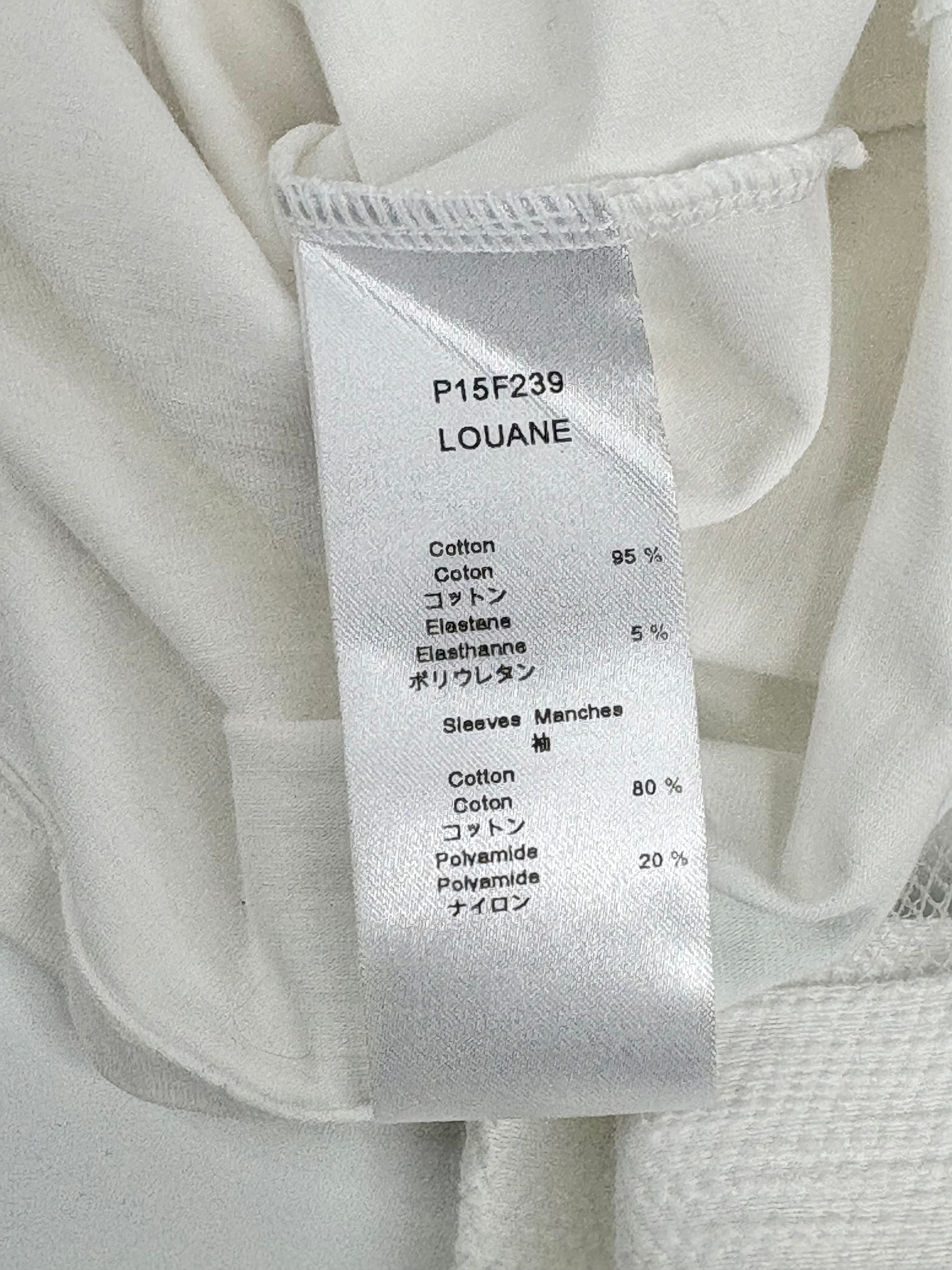 Anne Fontaine White Mesh-Sleeved Top - AU10/12