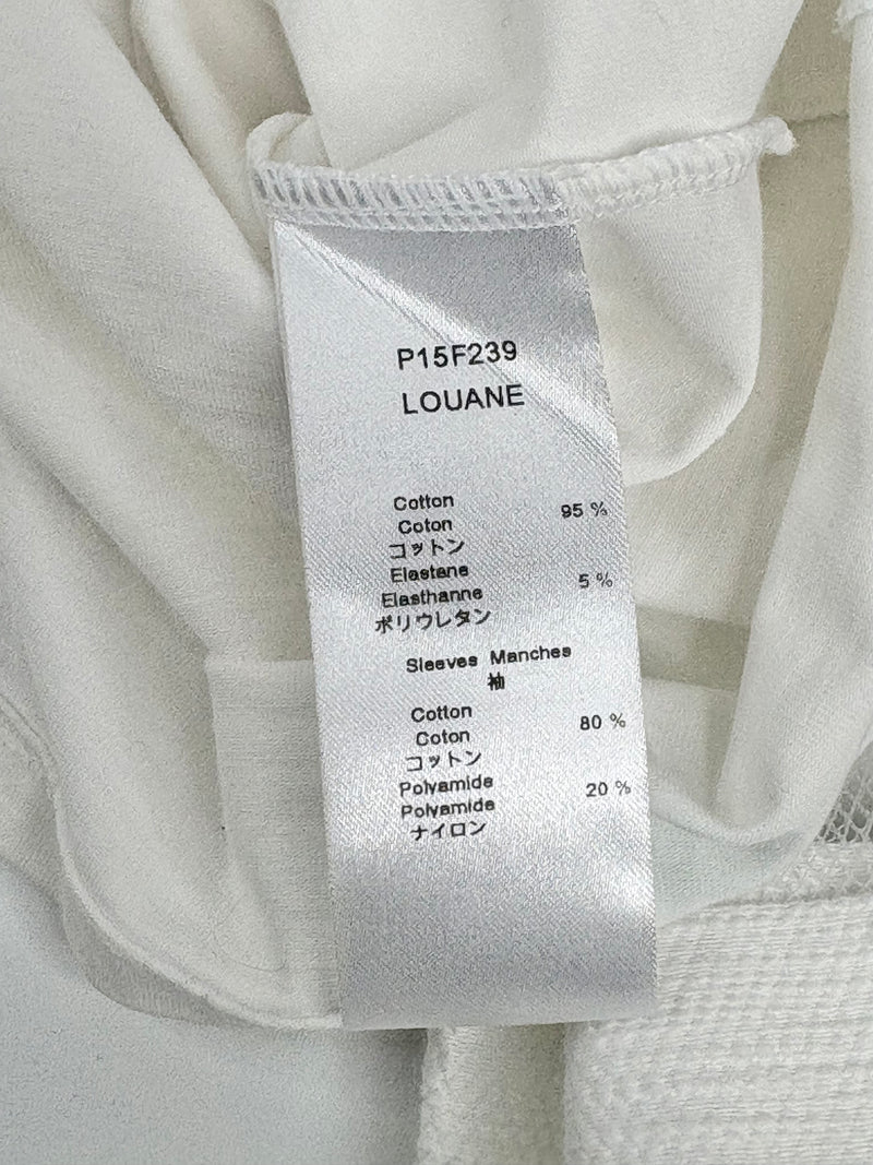Anne Fontaine White Mesh-Sleeved Top - AU10/12