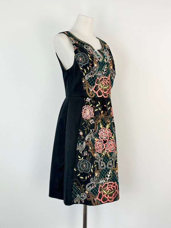 Moulinette Soeurs Black Embroidered-Pattern Midi Dress - AU6/8