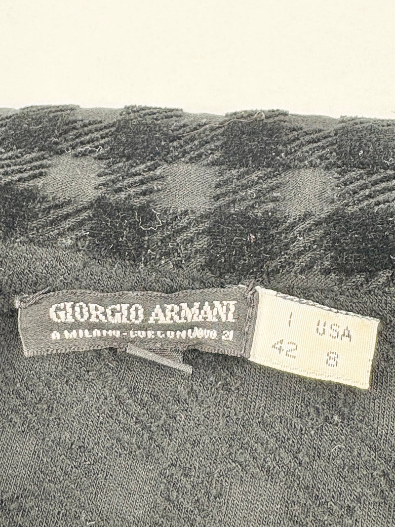 Vintage 80s Giorgio Armani Black Felted-Check Jacket - AU10/12