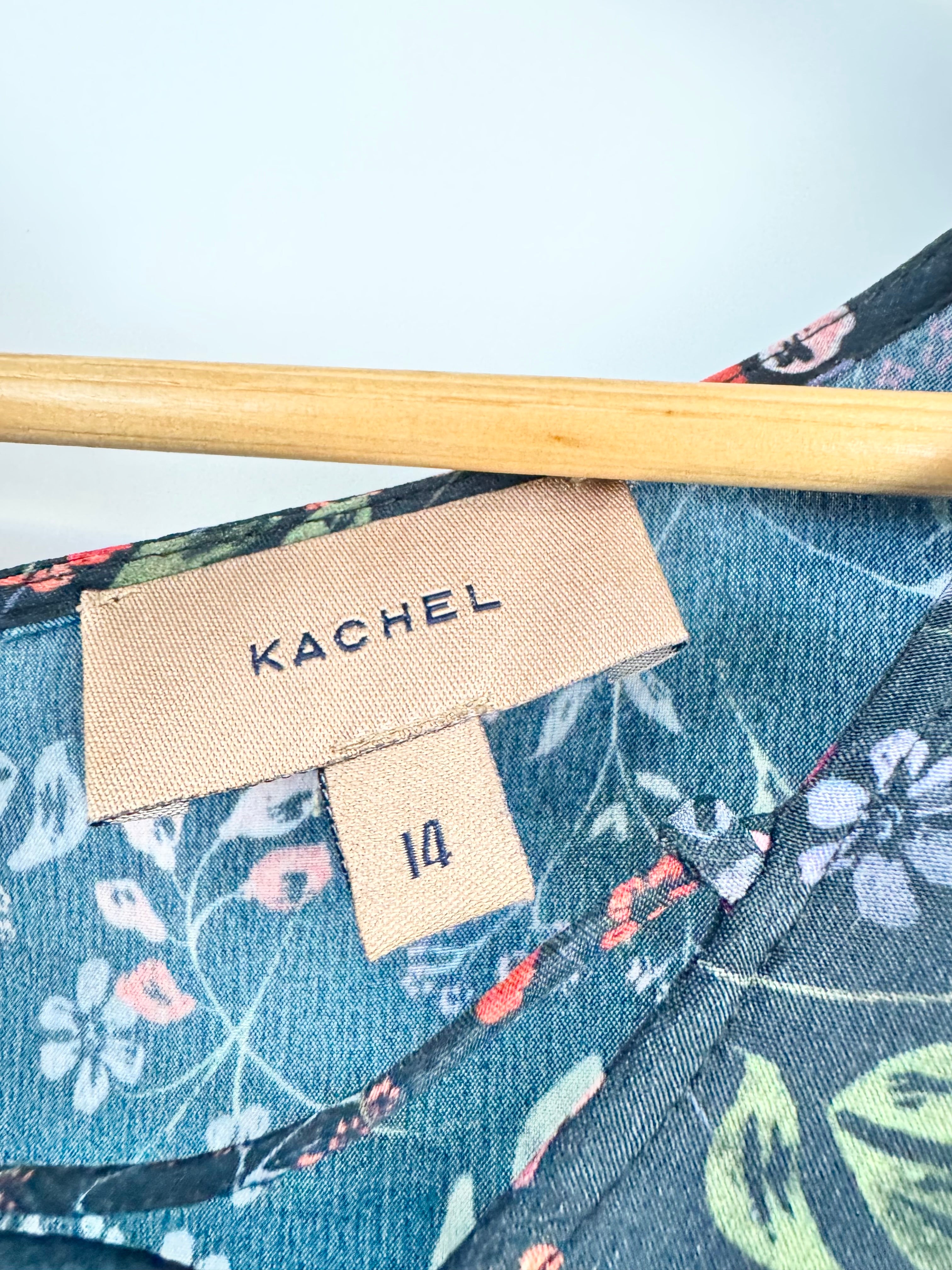 Kachel Silk & Viscose Blend Botanical Patterned Dress - AU14