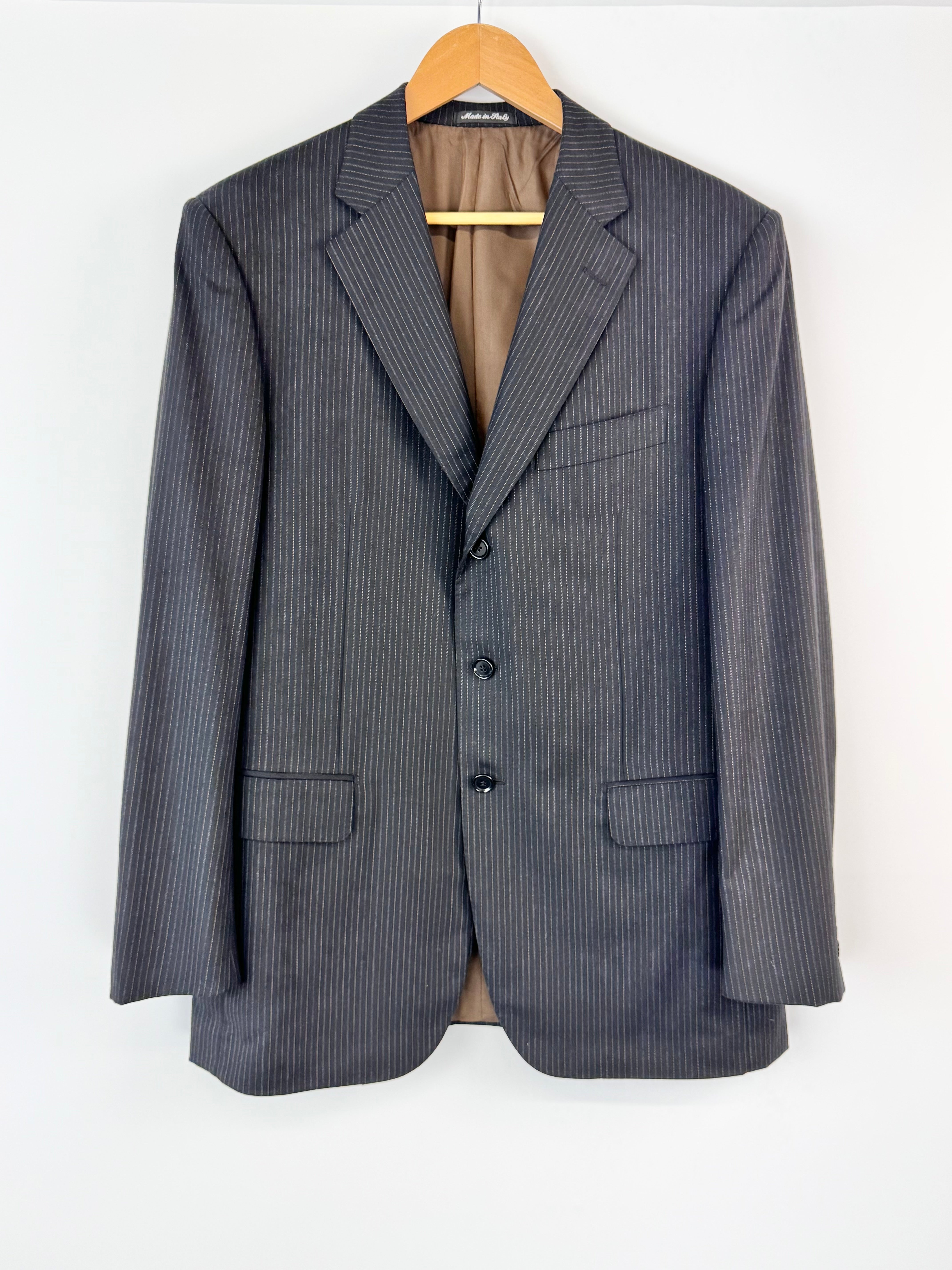 Pal Zileri Charcoal Pinstriped Wool Blazer - L