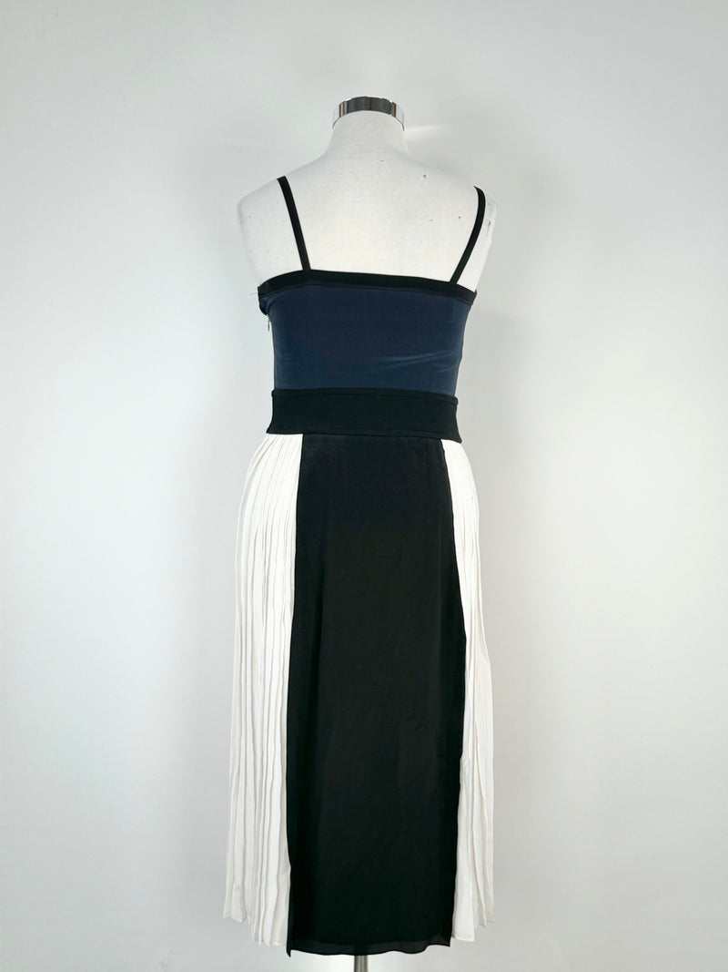 Victoria Beckham Blue, Black, Orange & White Maxi Dress - AU10