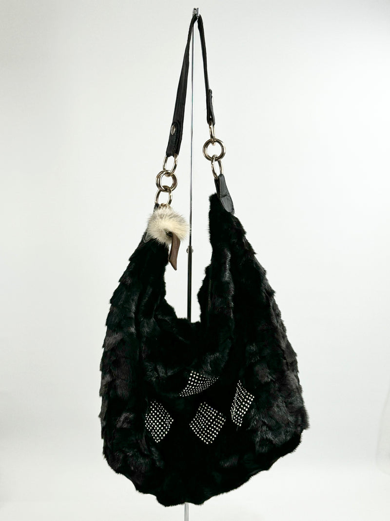 Black Fur Tote Bag