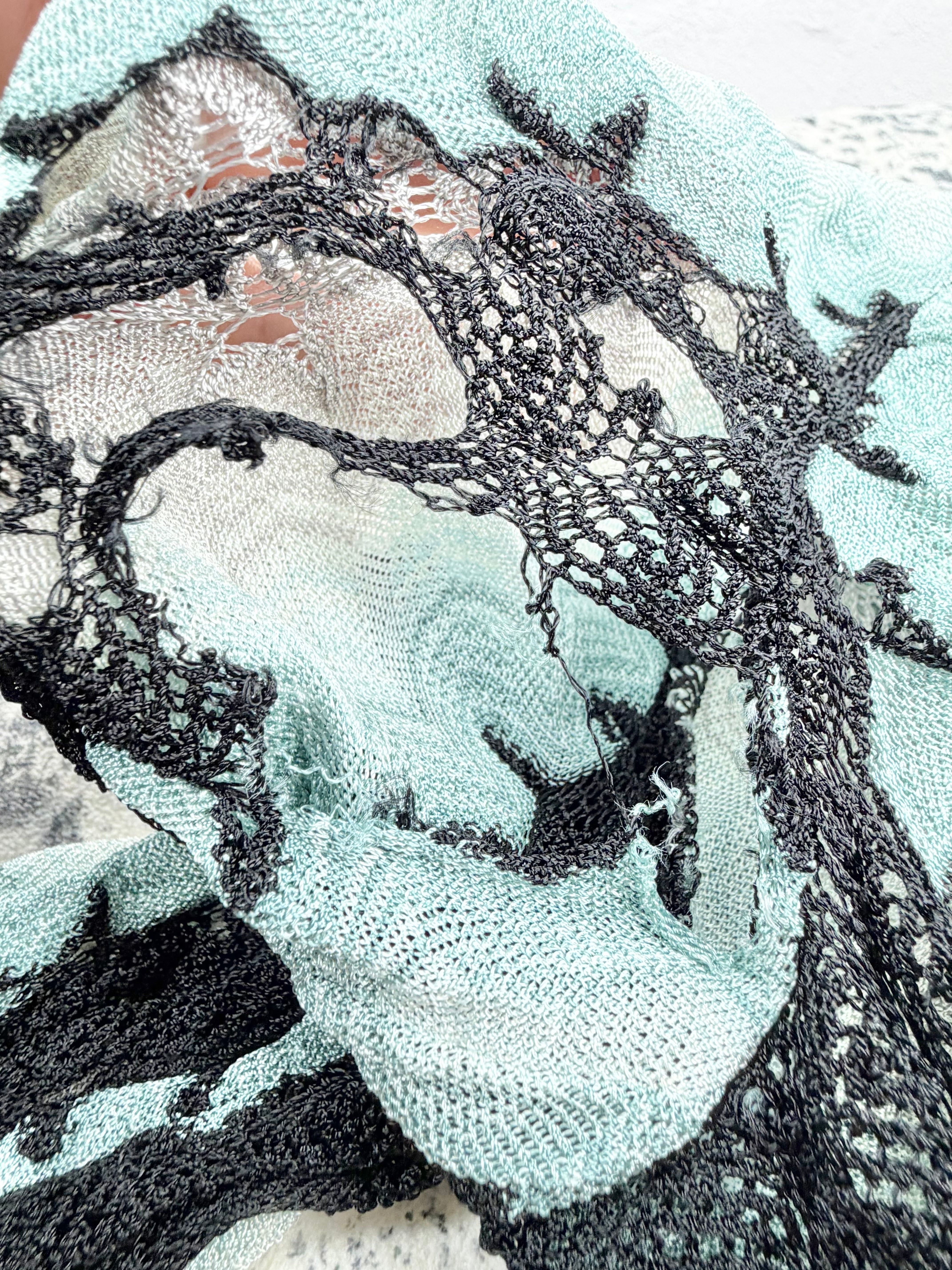 Missoni Blue Taupe Cream & Black Lungo Zig Zag Cardigan - AU12/14