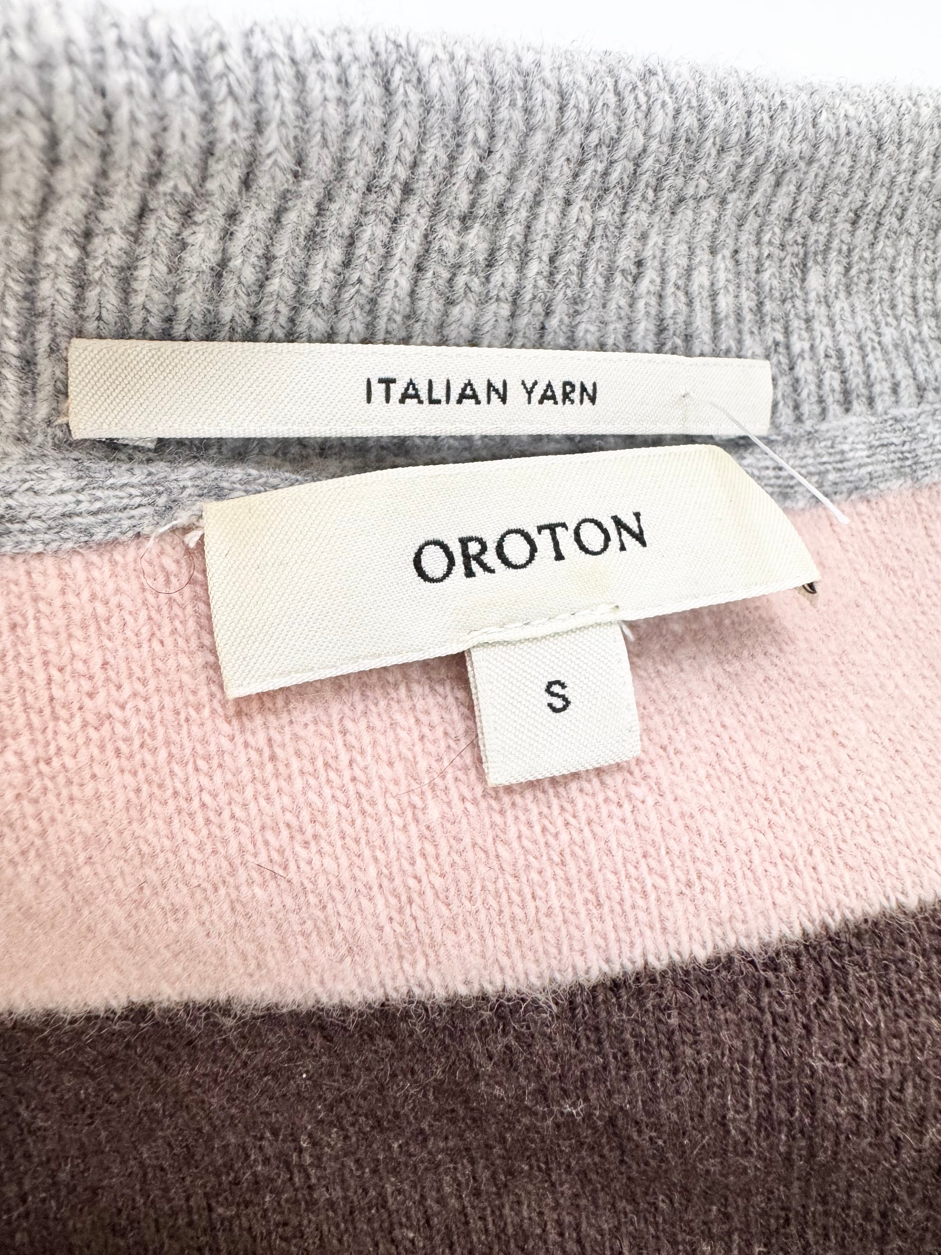 Oroton Pink, Brown & Grey Wool Sweater - AU8/10