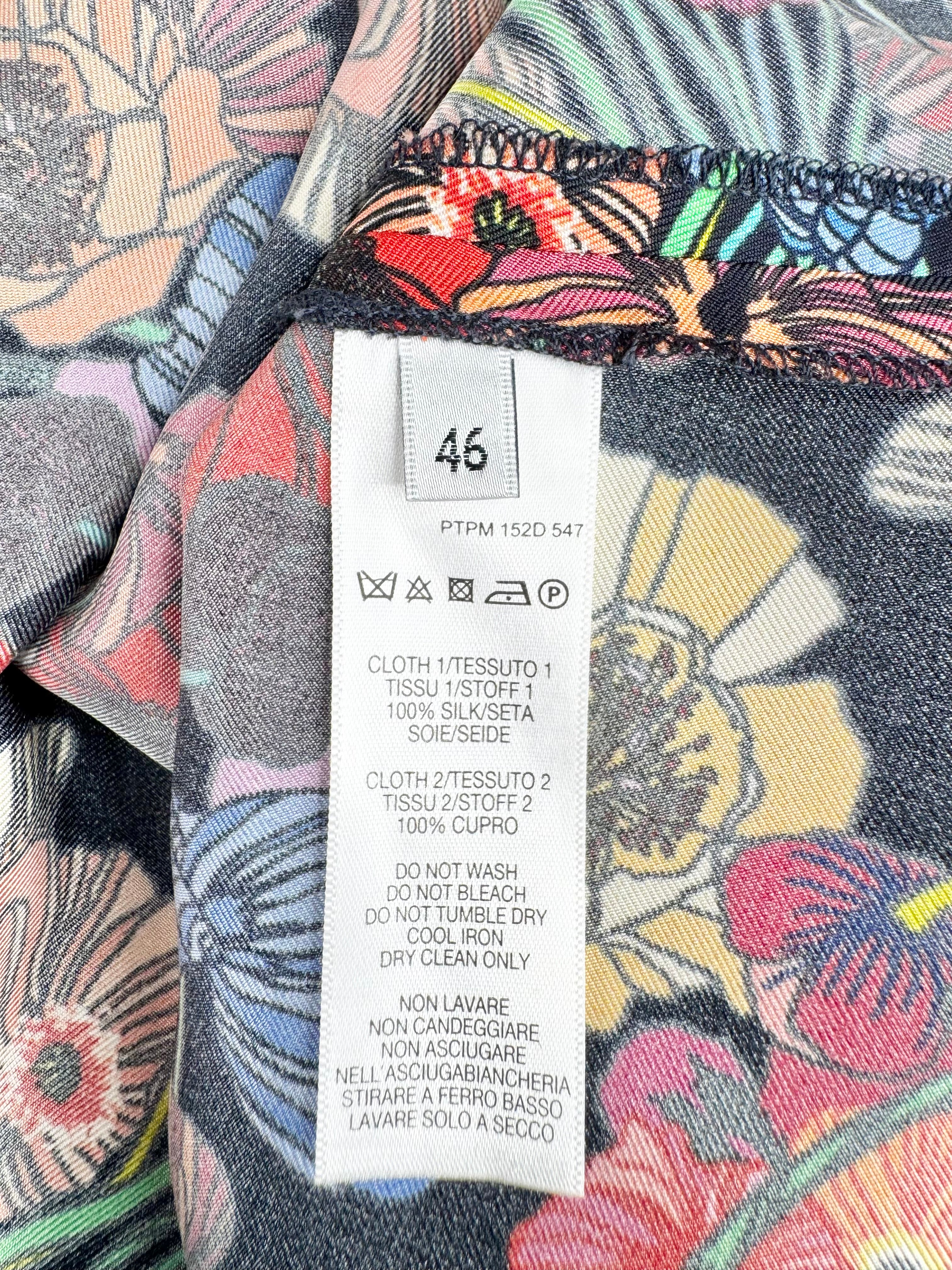 Paul Smith Retro Poppy Patterned Silk Shirt Dress - AU12/14