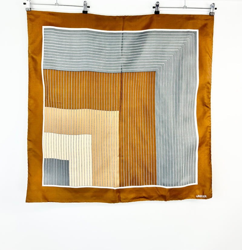 Vintage Jaeger London Silk Block Patterned Scarf