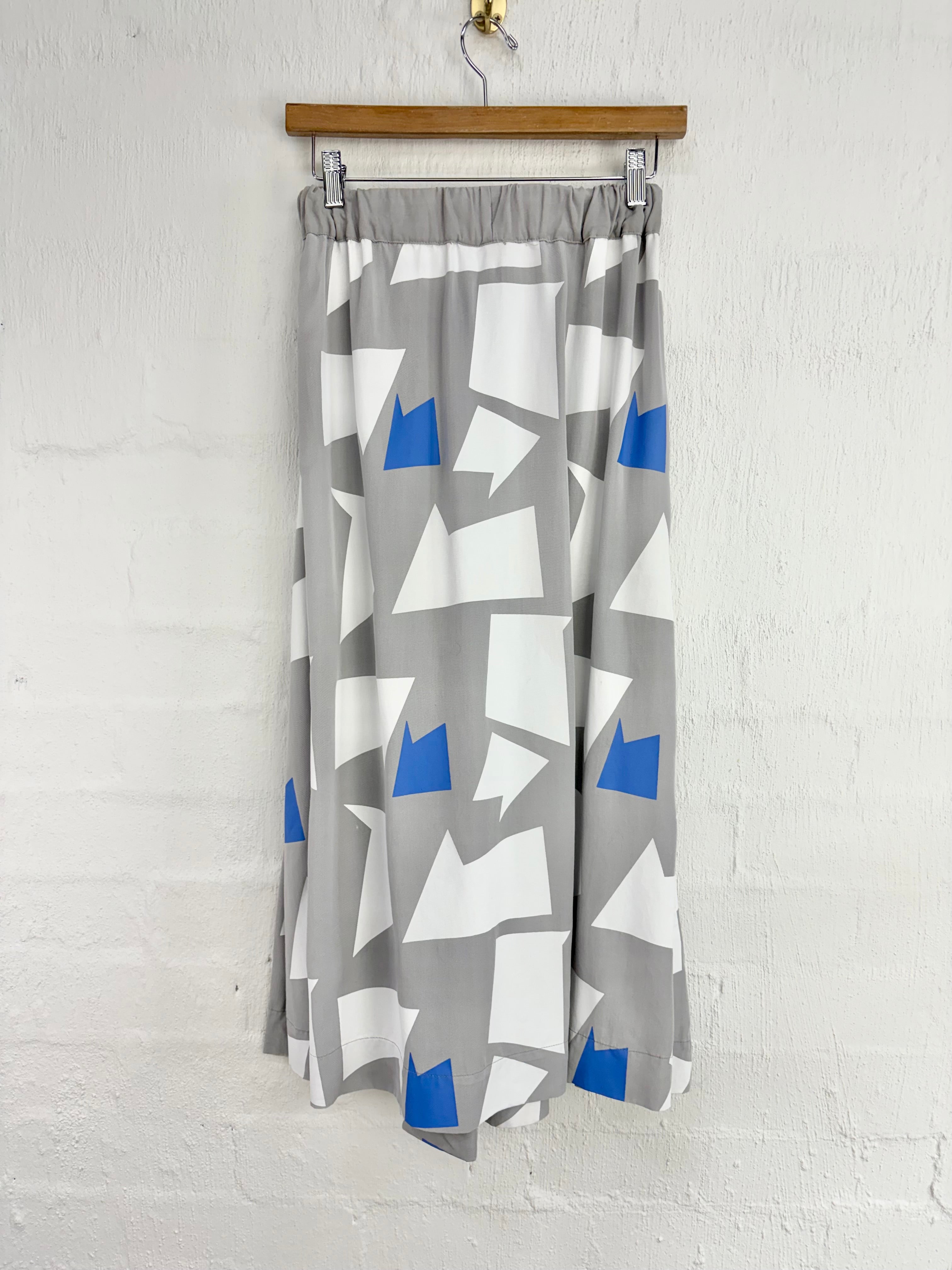 Alpha 60 Grey, White & Blue Geometric Patterned Skirt - AU6/8