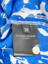 Christian Wijnants Blue & White Patterned Silk Blouse - AU10/12