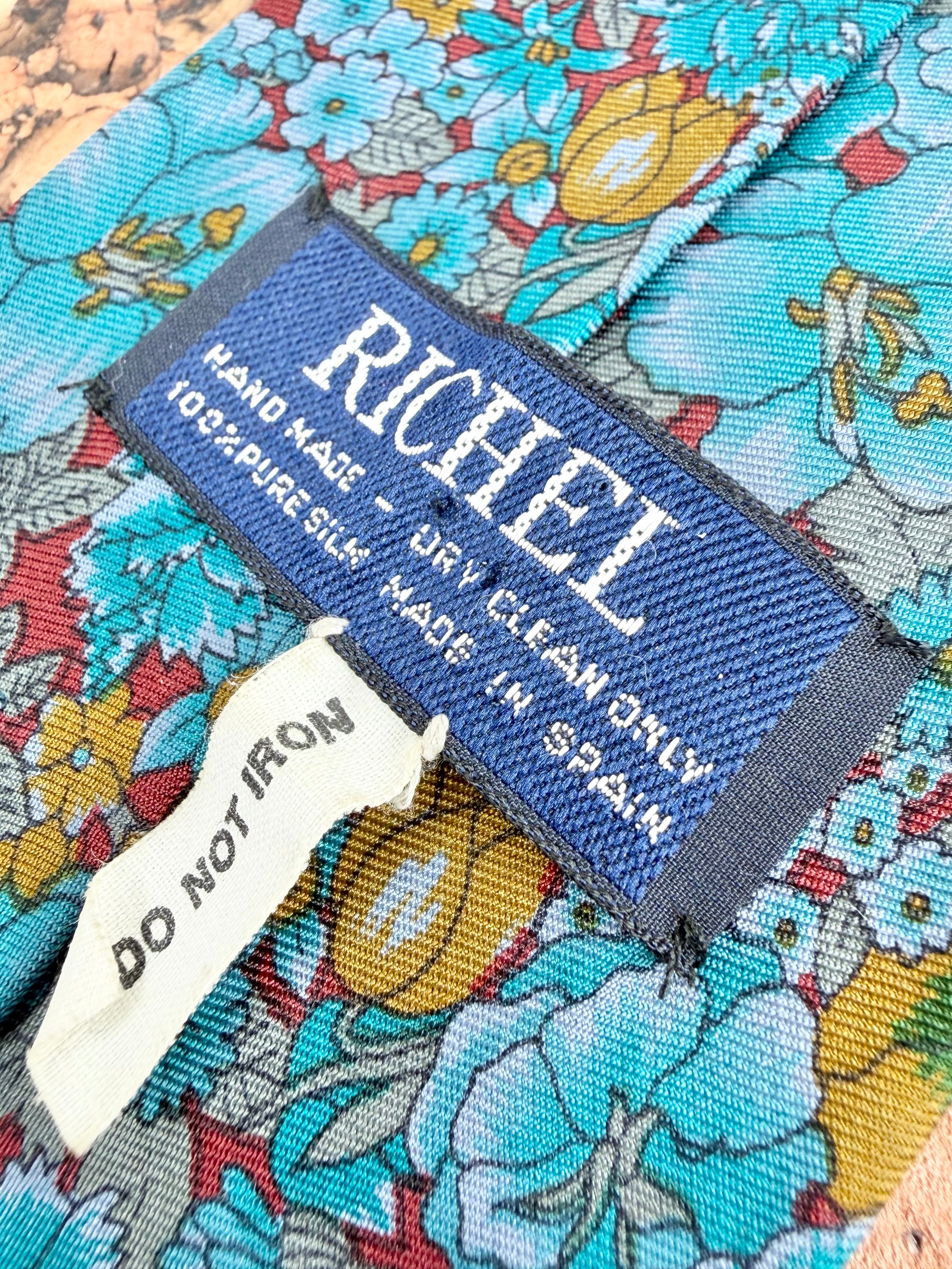 Richel Blue Floral Patterned Silk Tie