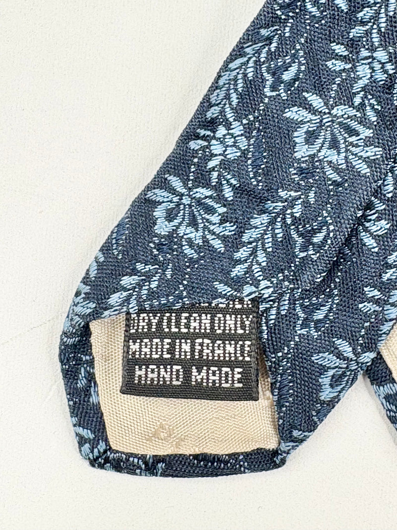 Vintage Pierre Balmain Paris Navy Blue Floral Silk tie