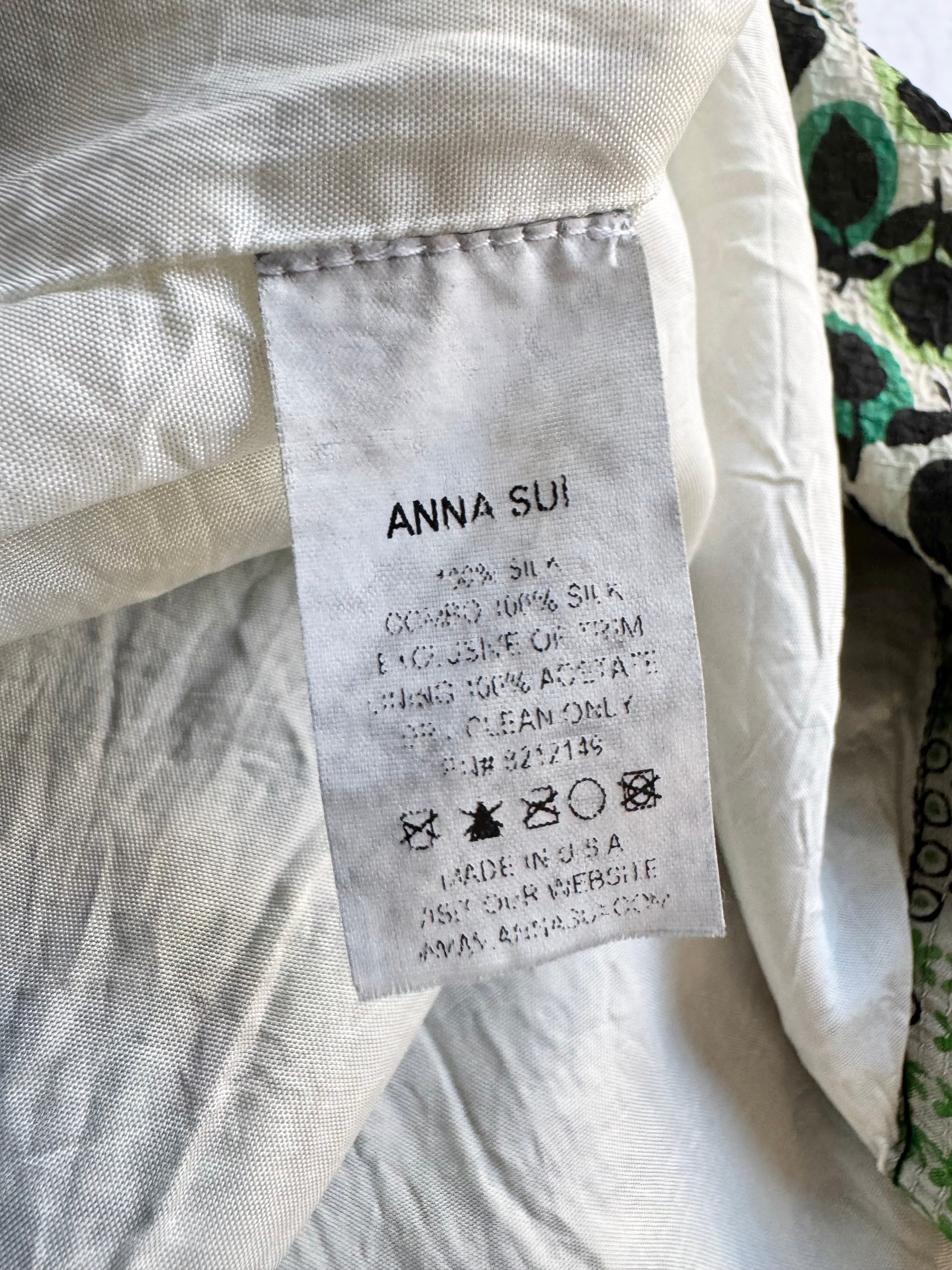 Anna Sui Sleeveless Silk Seersucker Dress - AU10/12