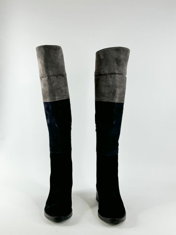 Carel Black Blue & Grey Flat Knee High Boots - EU38.5