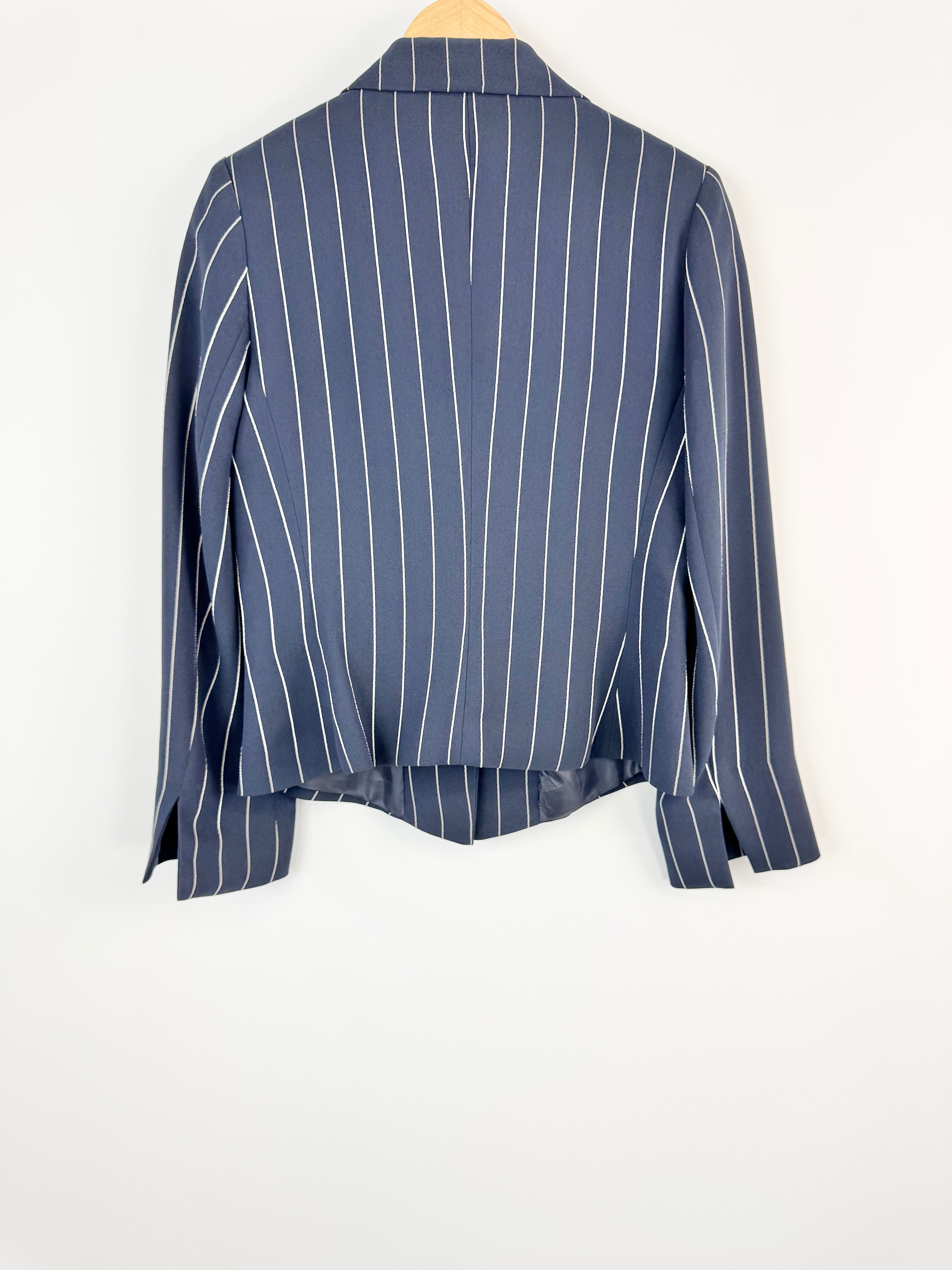 Carla Zampatti Navy Pinstripe Tailored Suit Jacket- AU10