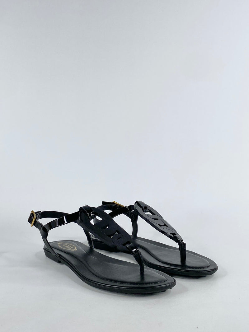 Tod's Black Patent Leather Sandals NWT - EU36