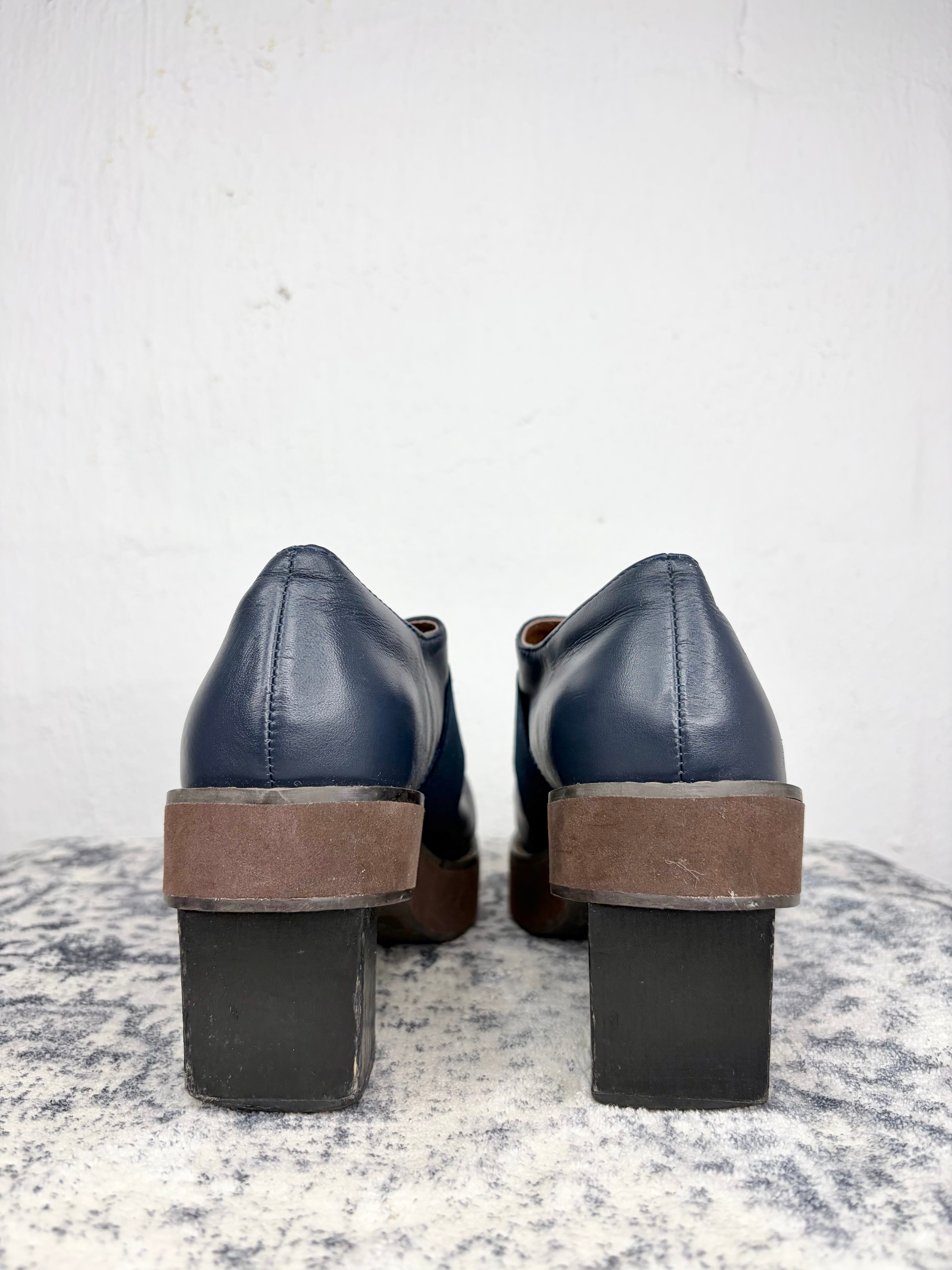 P.A.M Navy Blue Slip On Leather Shoes - EU36