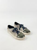 Lanvin Suede & Patent Leather Ash & Olive Sneakers - US8
