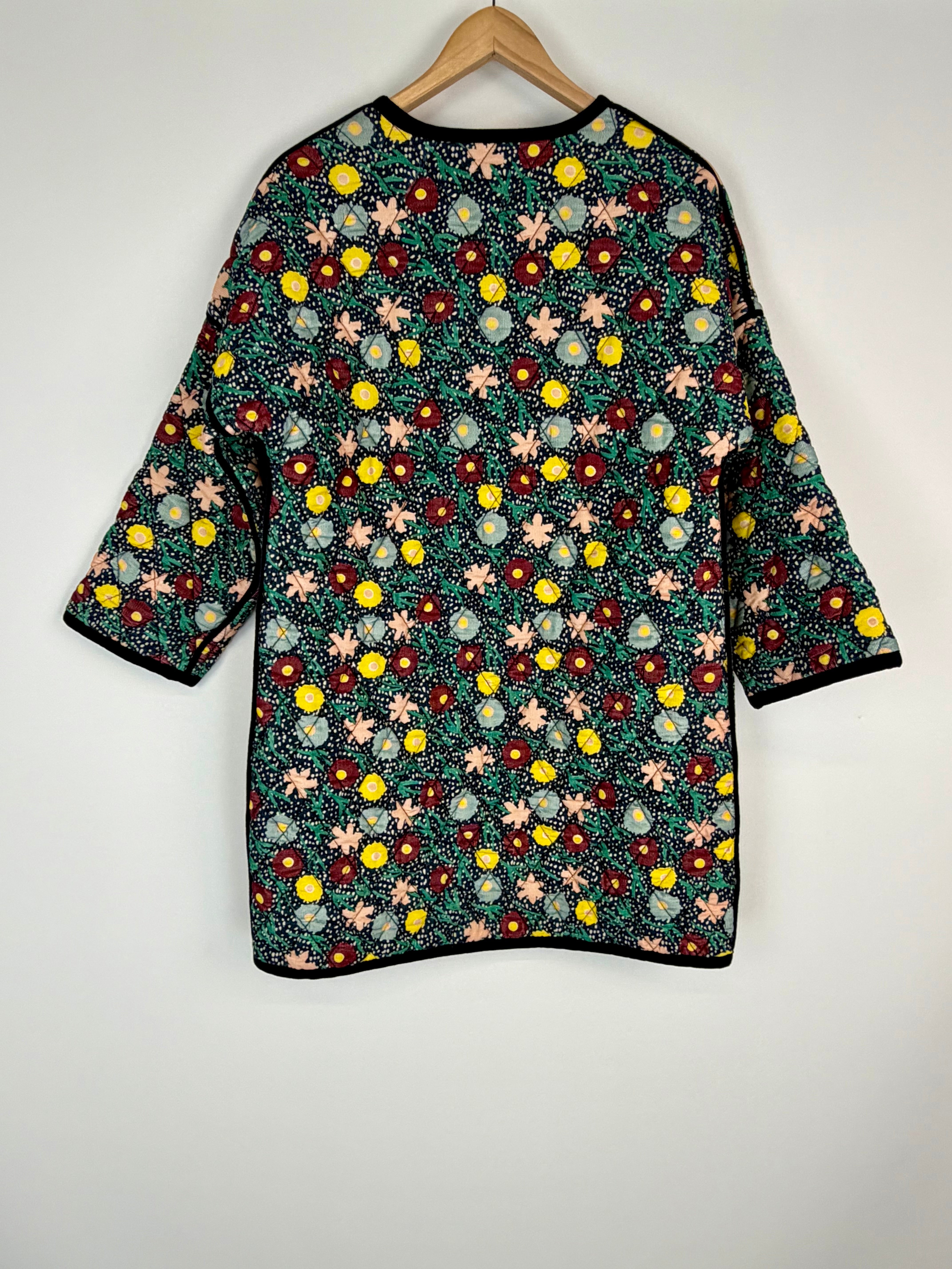 Gorman Retro Floral Patterned Diamond Quilted Corduroy Coat - AU10/12