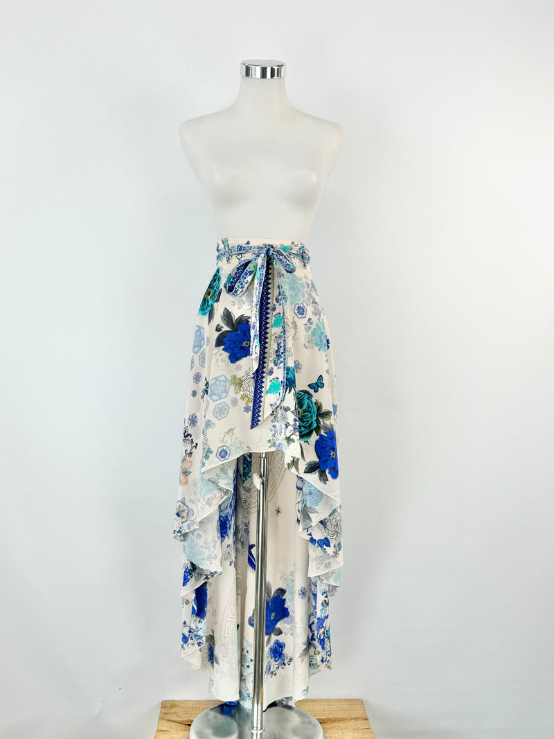 Camilla Blue Tiered Silk Skirt - AU8