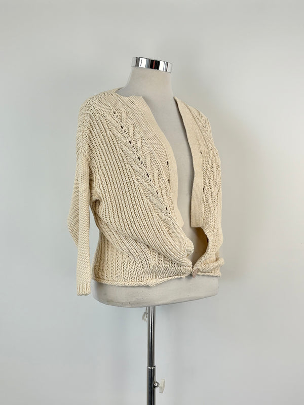 Patrizia Pepe Beige Micro-Cable Knit Cardigan - AU8/10