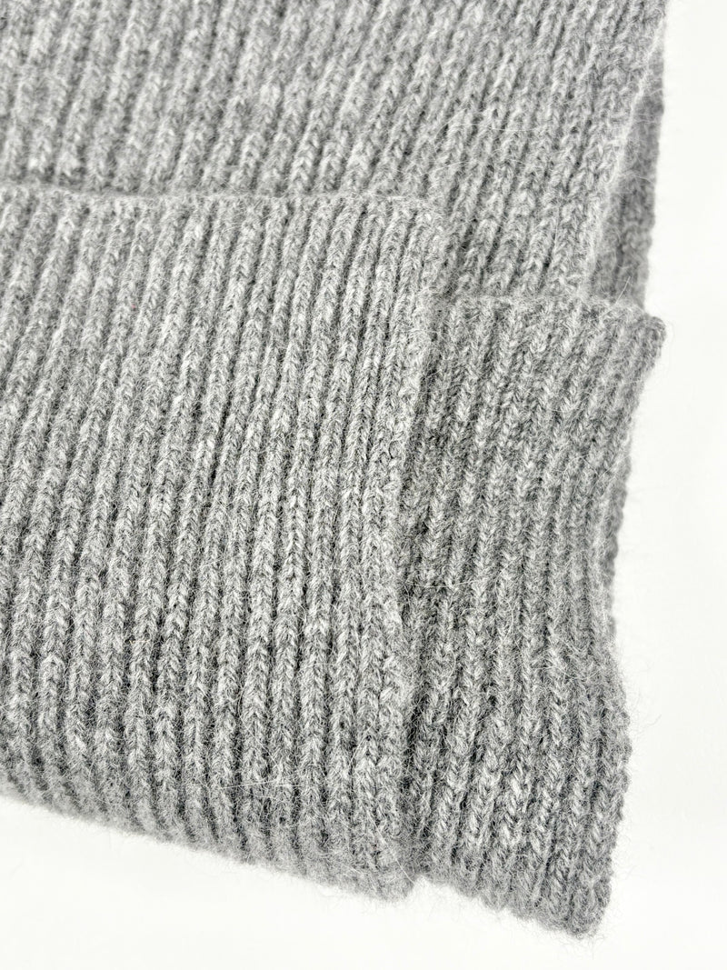 Johnstons of Elgin Charcoal Rib-Knit Wool Scarf