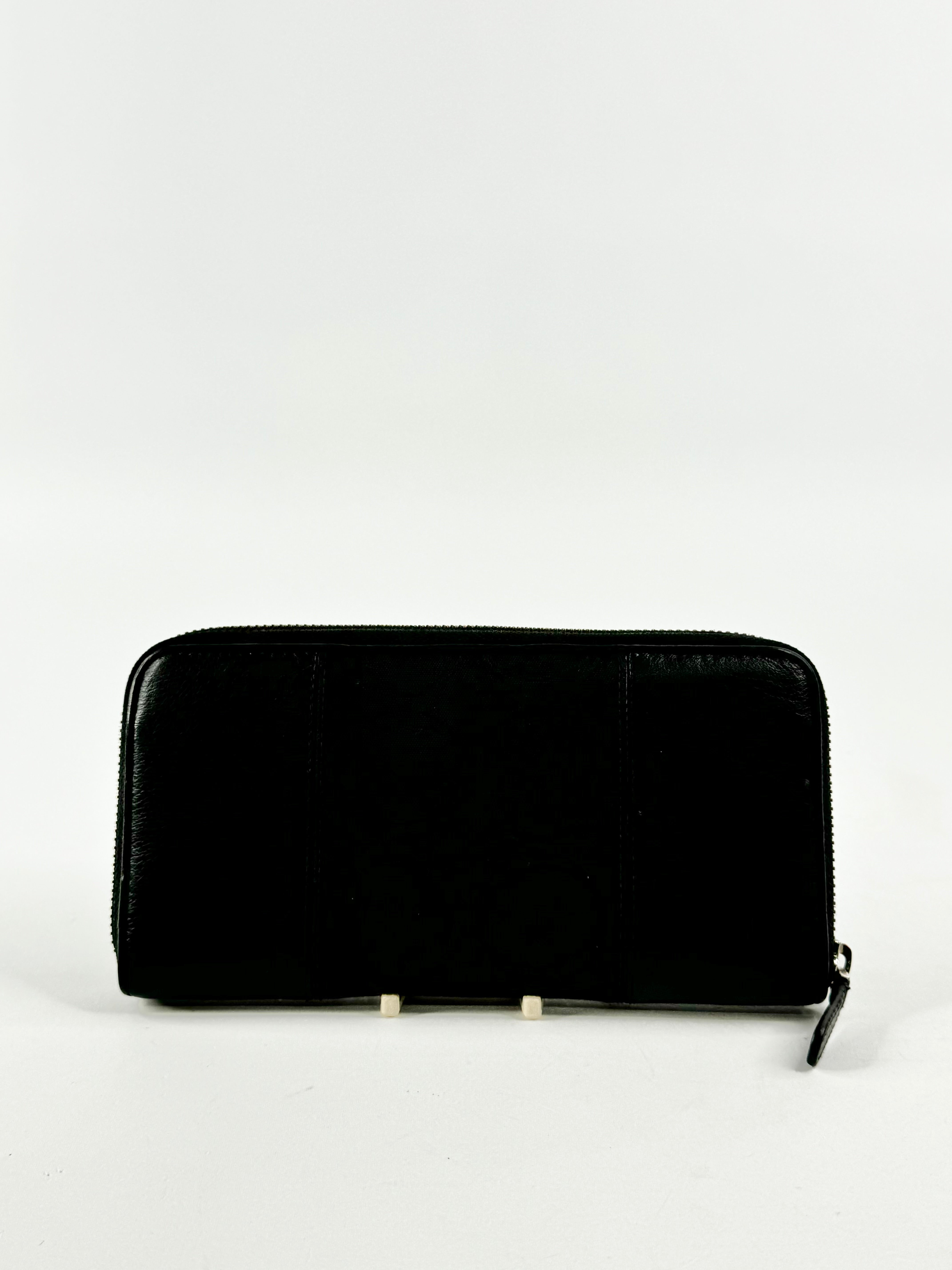 Oroton Large Fabric & Leather Black Wallet