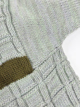Hand-Made Wool Knit Sage Striped Sweater - AU12