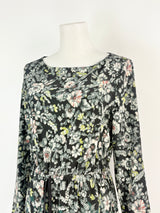 Megan Park Silk-Blend Floral & Geometric Print Midi Dress - AU6/8