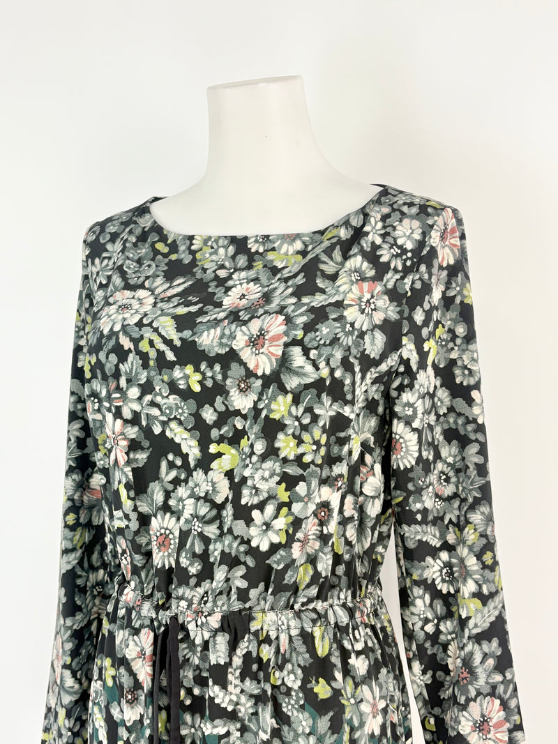 Megan Park Silk-Blend Floral & Geometric Print Midi Dress - AU6/8