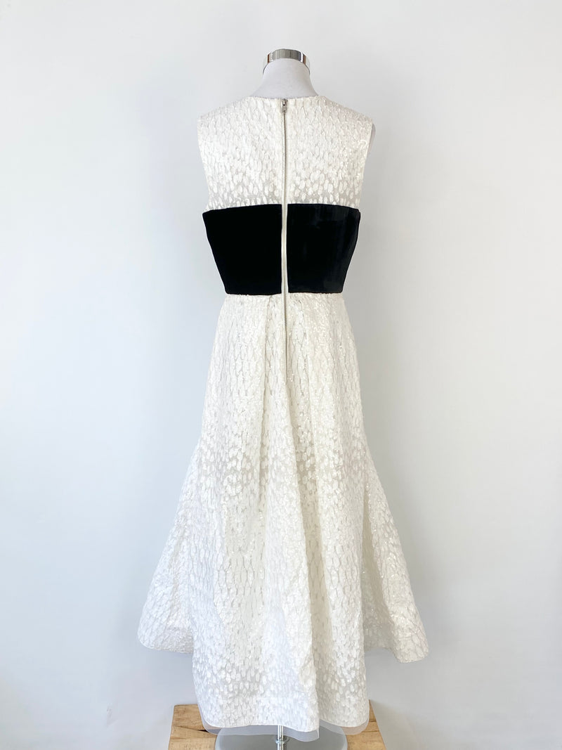 Alex Perry Black Velvet & Cream Sequin Gown - AU10